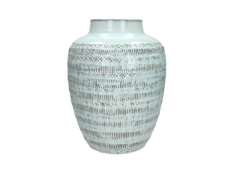 HD Collection Dekovase »Handgefertigte Boho Terrakotta Vase mit Ethno Muster, weiß, Dekovase, Dekoration, Tischdekoration«