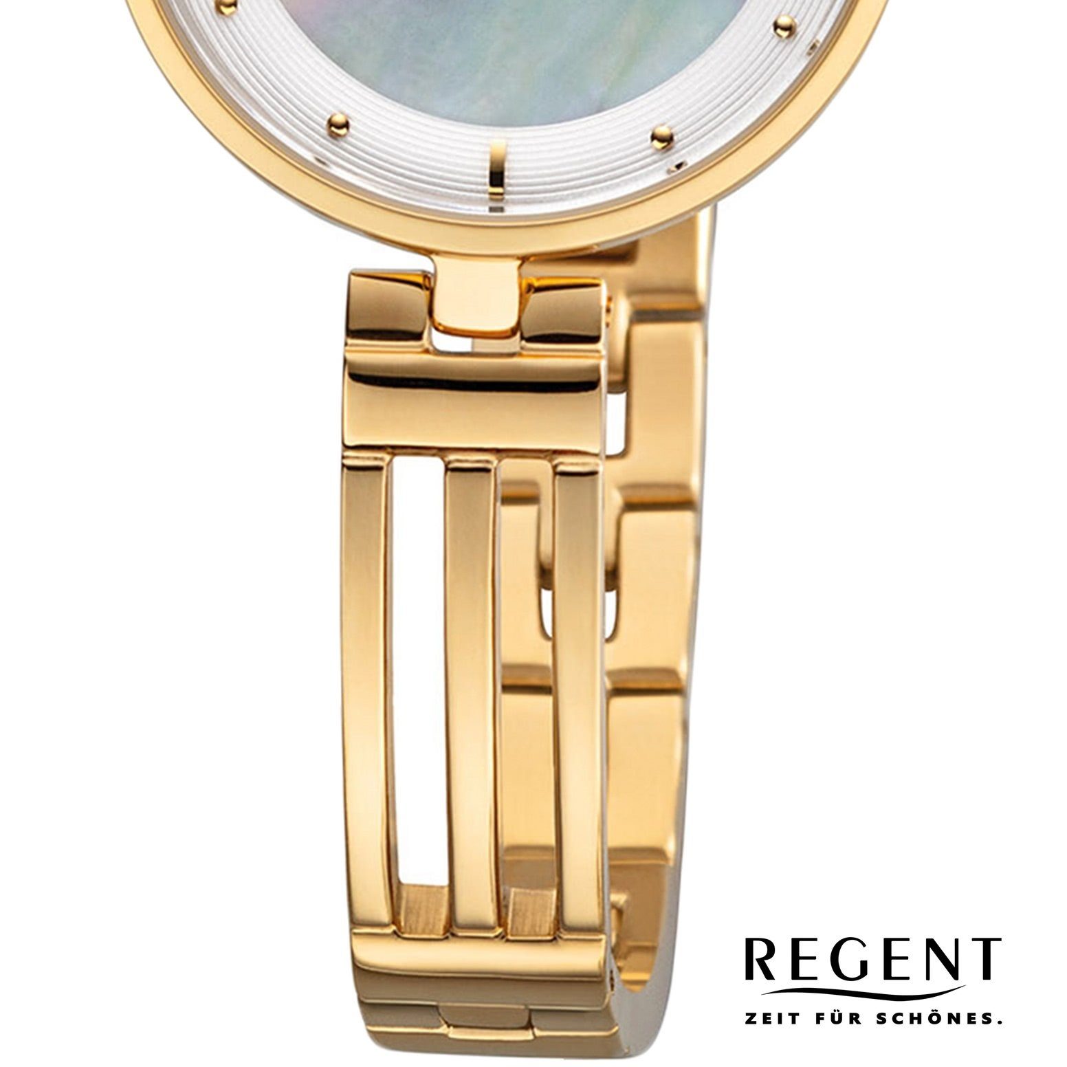 Regent Quarzuhr Regent Damen Uhr F-1149 Metall Quarz, (Analoguhr), Damen Armbanduhr rund, klein (ca. 28mm), Metallarmband