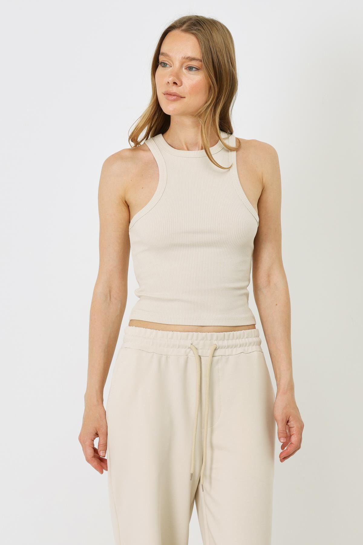 C&CITY Blusenbody Damen Halterneck Stretch Lang Tank Top