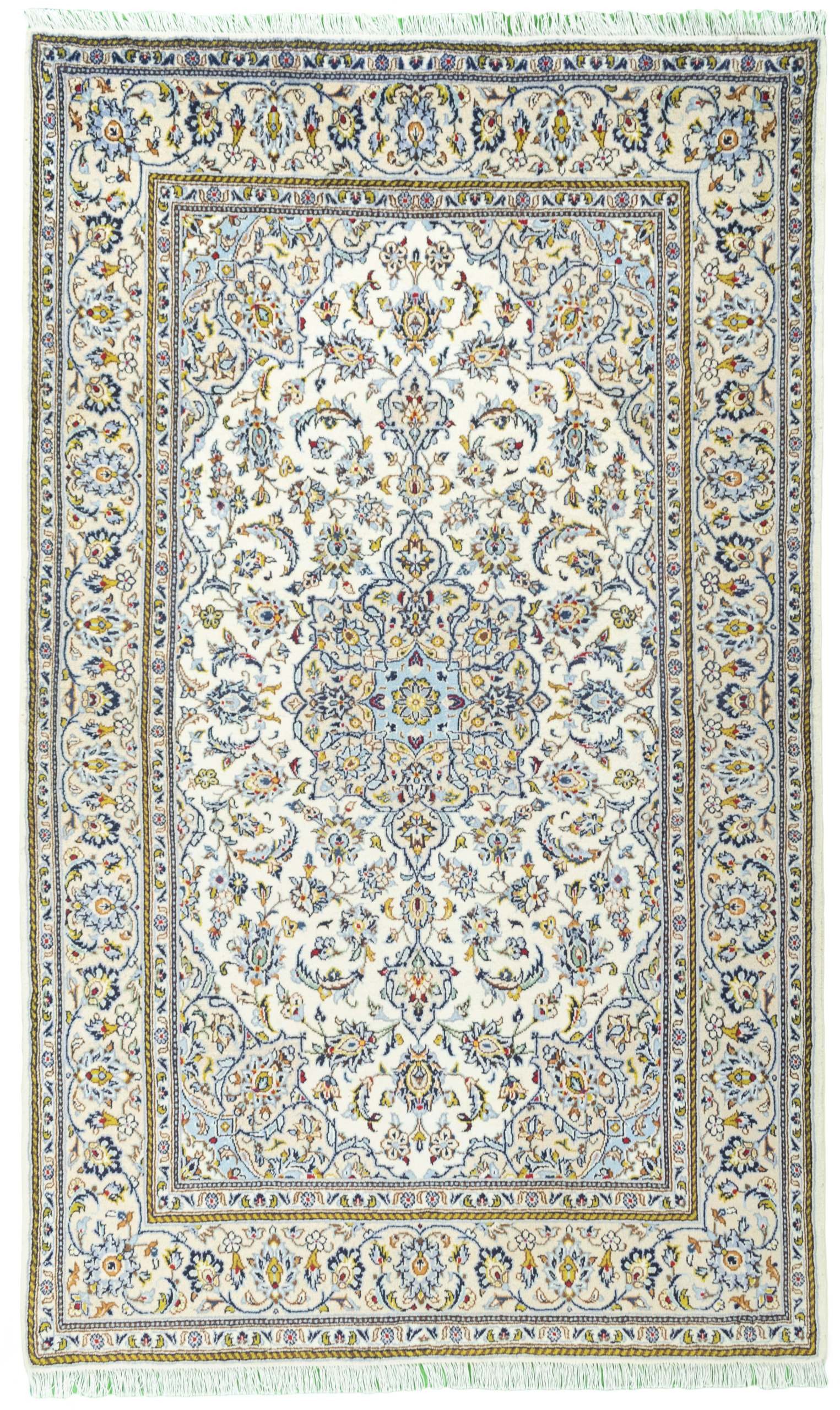 CABBEL Orientteppich 222x134 cm Perser Kashan Beige Schurwolle Handgeknüpft Klassisch, rechteckig, Höhe: 8 mm, 100% Schurwolle – weich, pflegeleicht, solide Knüpfdichte