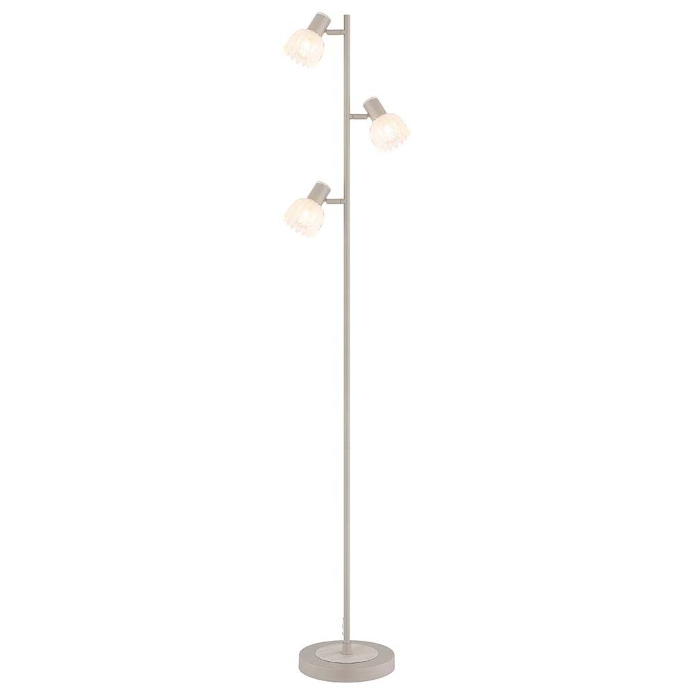 GLOBO LIGHTING Stehlampe, Leuchtmittel nicht inklusive, Stehleuchte Wohnzimmer Blumenoptik E14 Glas sand Holzoptik H 154 cm