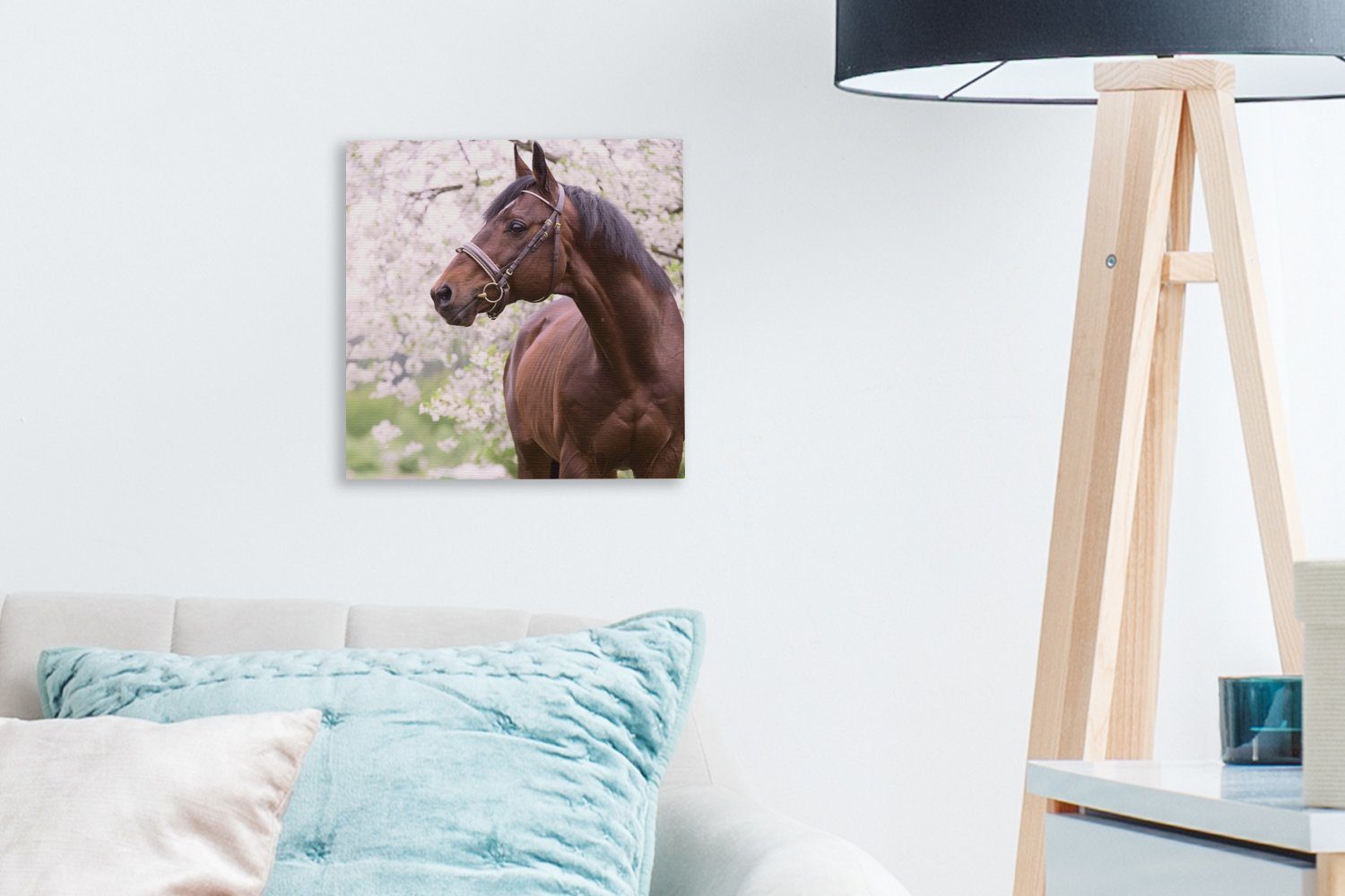 für (1 - Schlafzimmer St), Wohnzimmer Bilder OneMillionCanvasses® Sakura Pferd - Leinwand Leinwandbild Halfter,