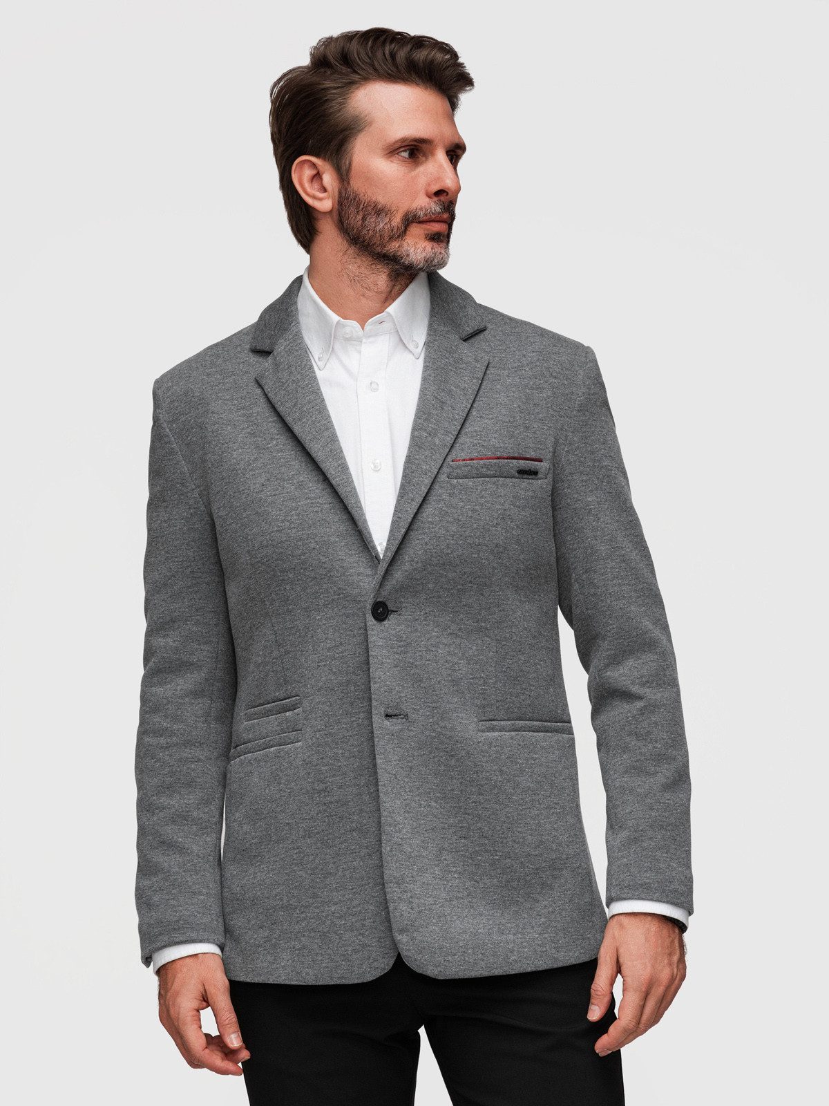 Anzugsakko Herren Blazer Slim Fit Business Casual Hellgrau XL
