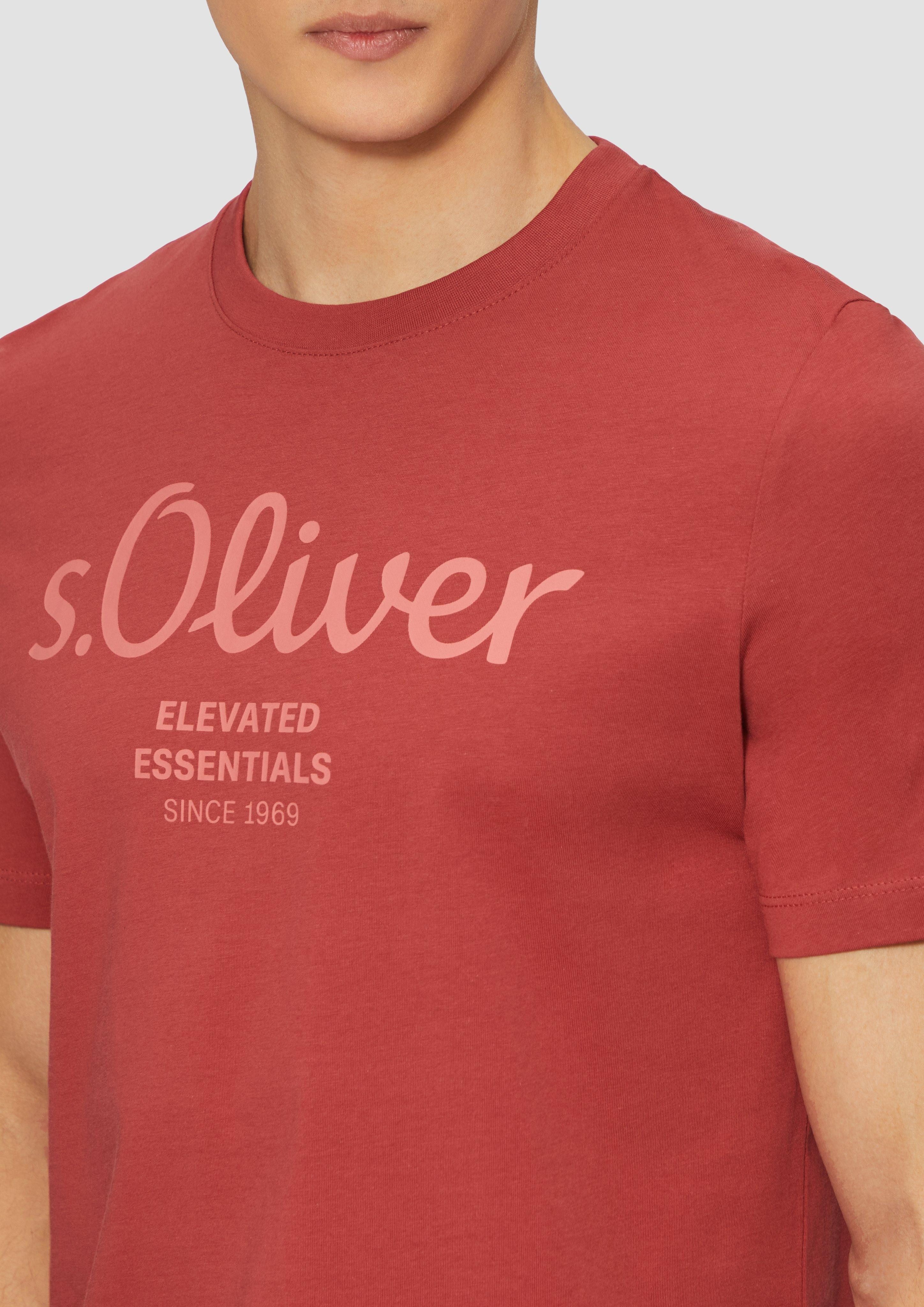 s.Oliver Kurzarmshirt Baumwoll-T-Shirt mit Logo-Print Artwork günstig online kaufen