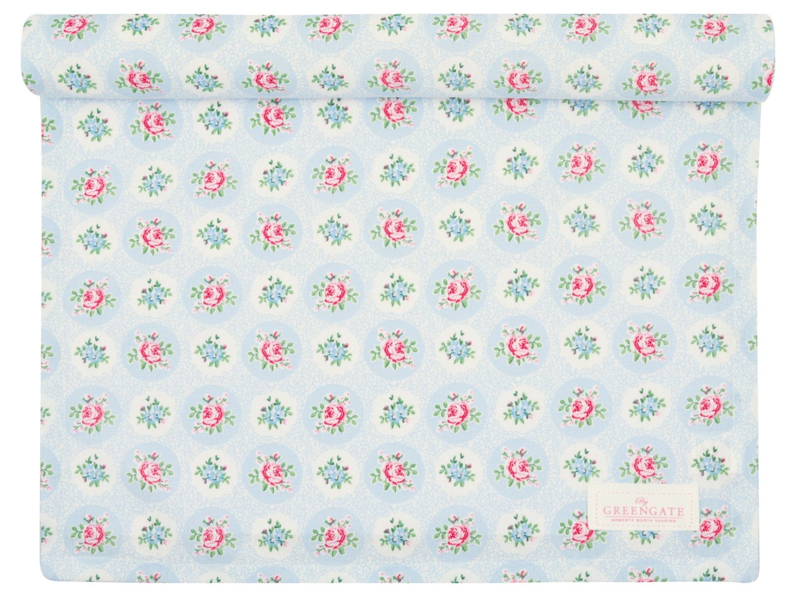 Greengate Tischläufer Elle Tischläufer pale blue 140x45cm