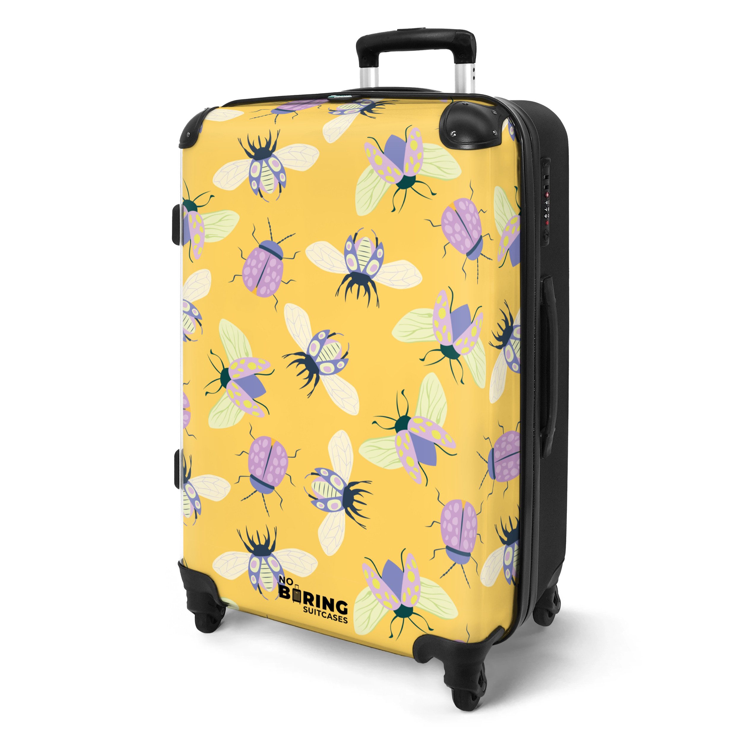 NoBoringSuitcases.com© Hartschalen-Trolley Gelb mit Insekten 67 günstig online kaufen