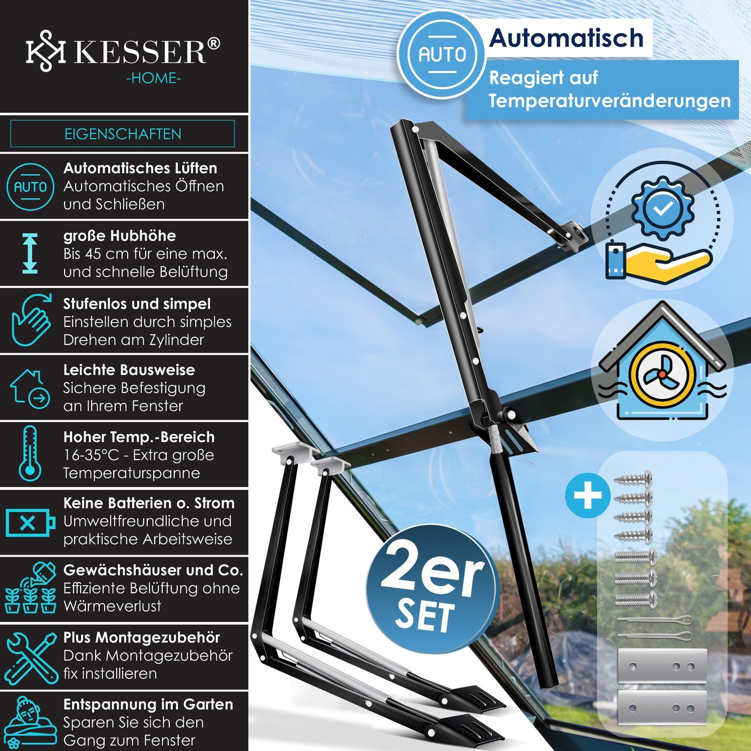 KESSER Fensteröffner, Automatischer Fensteröffner für Gewächshaus günstig online kaufen