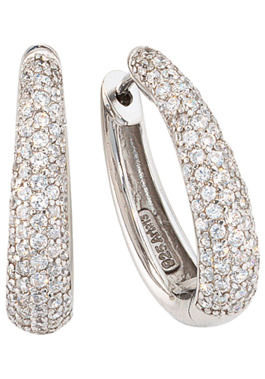 JOBO Paar Creolen, oval 925 Silber mit Z...