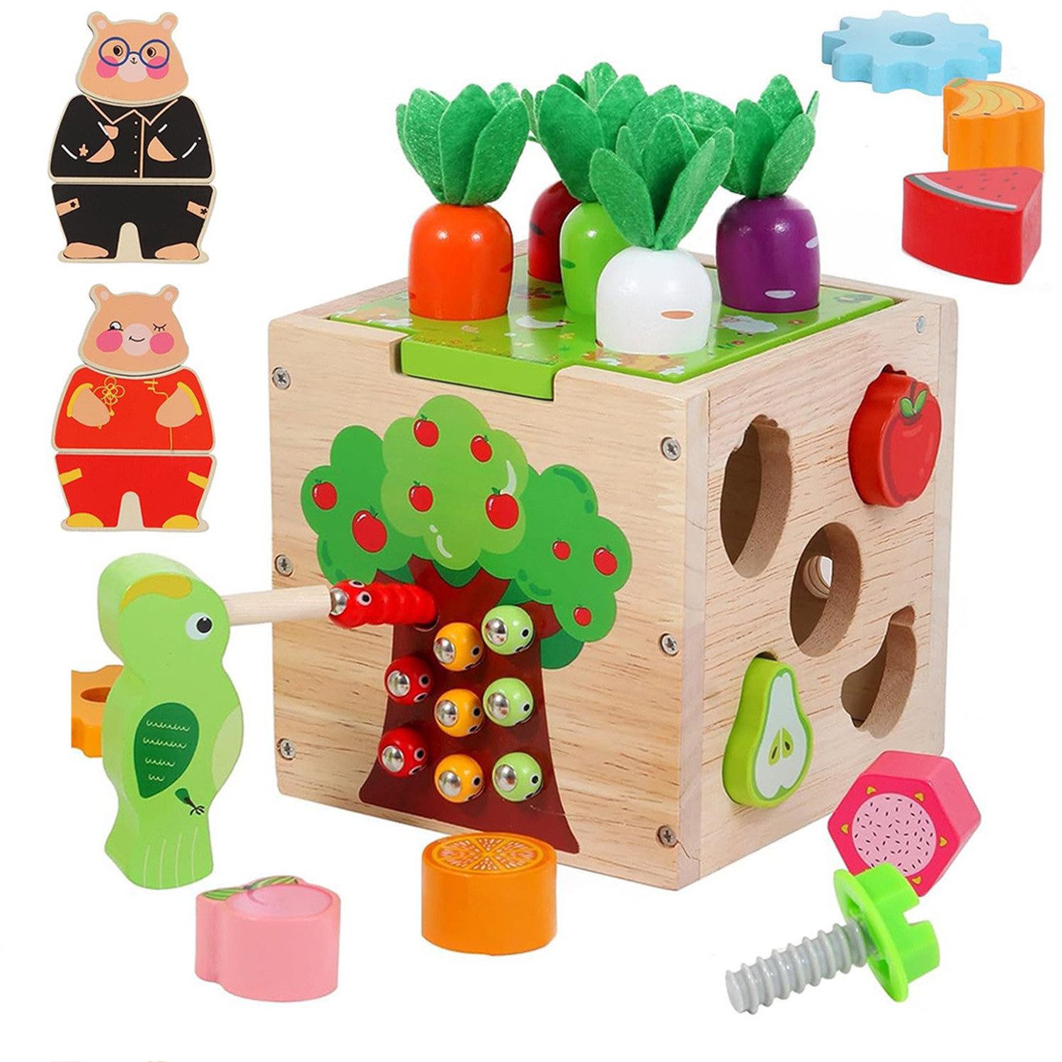 Motorikwürfel Montessori-Holzsortierwürfel Montessori-Lernwürfel-Set
