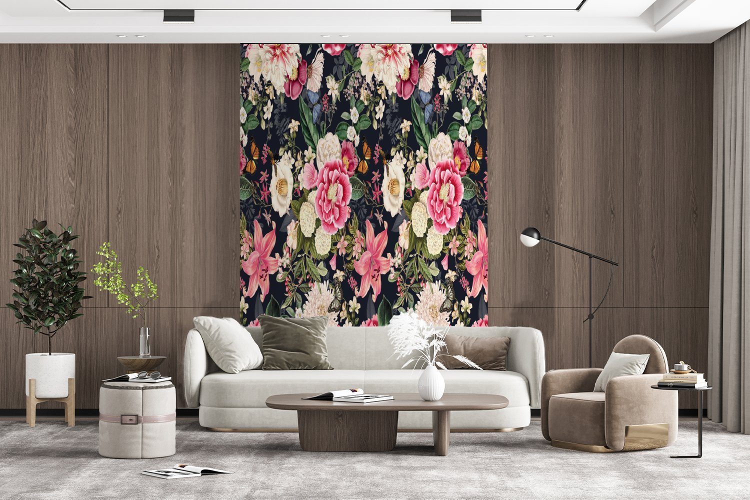 MuchoWow Fototapete - Collage, Tapete - Anemone Montagefertig Wandtapete bedruckt, Vinyl (3 Blumen für Wohnzimmer, - Lilie Matt, St)