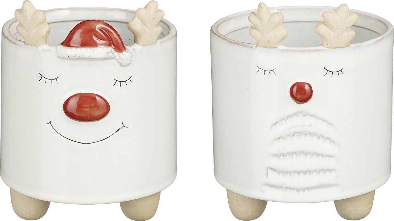 House of Seasons Übertopf House of Seasons Übertopf Keramik Rentier weiß Ø