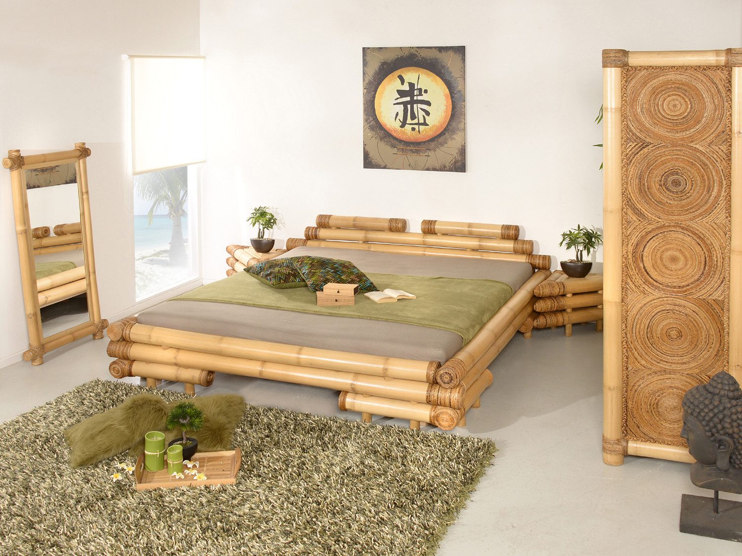 Bambus-Lounge Bettgestell Bettgestell Meiji Bambusbett Bettrahmen Schlafzimmer Rattanbett