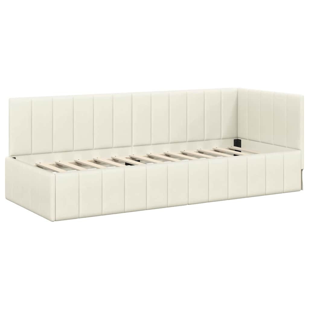 vidaXL Bett Eckbettgestell mit Kopfteil Creme 80 cm x 200 cm Stoff (1-tlg) günstig online kaufen
