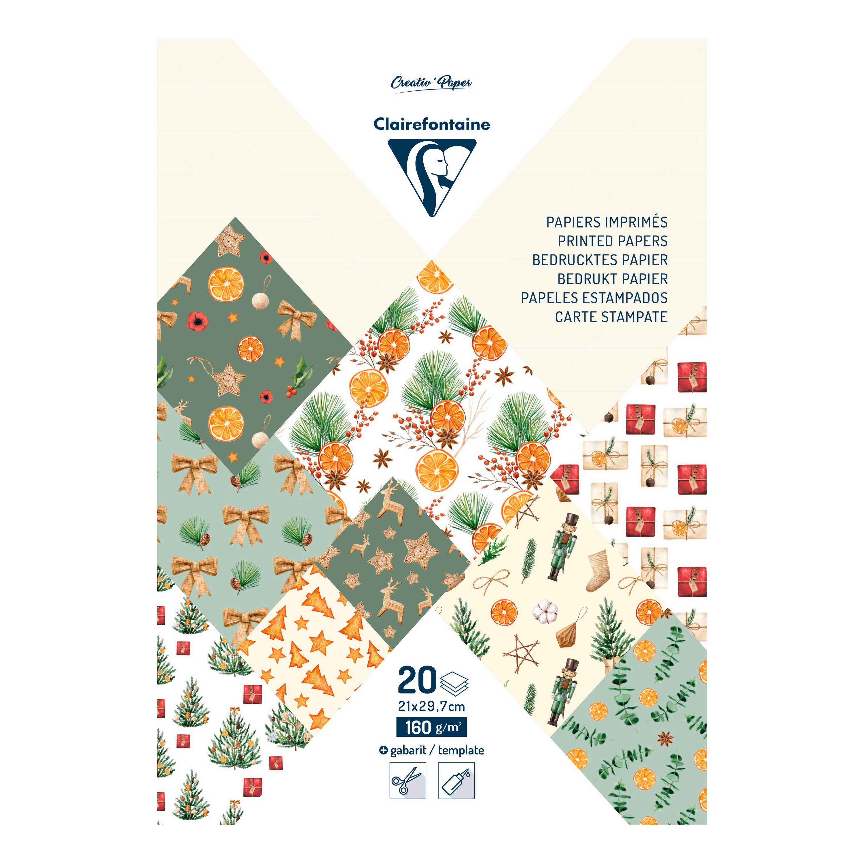 CLAIREFONTAINE Motivpapier Kreativblock Christmas Time, 20 Blatt