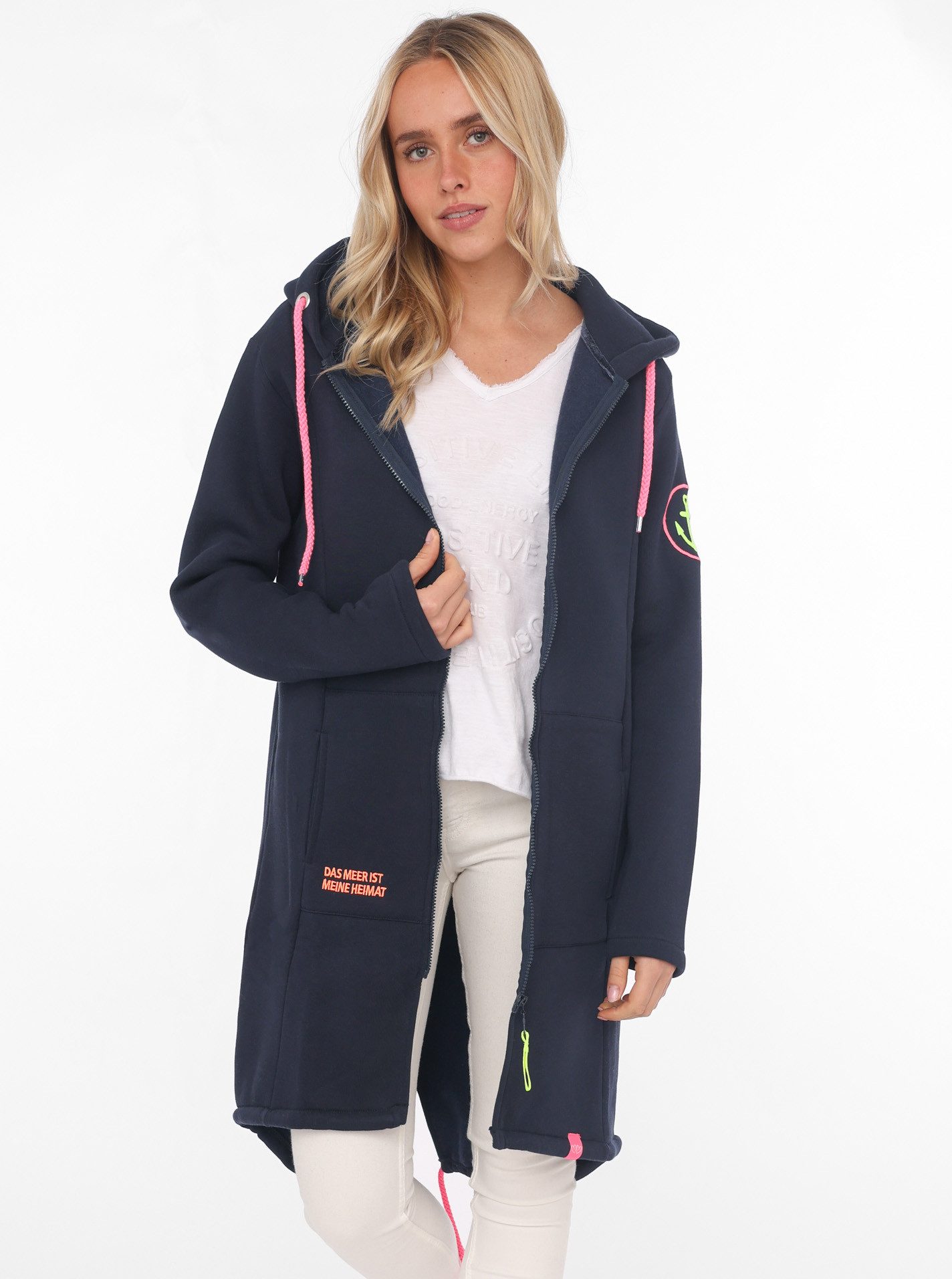 Zwillingsherz Kapuzensweatjacke mit Kapuze, Rückenprint und kleinere Frontprints