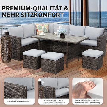 MeXo von GLP HOME Gartenlounge-Set Gartenmöbel Set Handgewebt Polyratten Loungeset, (Set, 2×2-Sitzer Sofa, 2×Ecksofa, 3×Hocker, 1×Tisch Inkl. 13×Auflagen), Sitzgarnitur Sitzgruppe Ecklounge wetterfest für 6-10 Personen