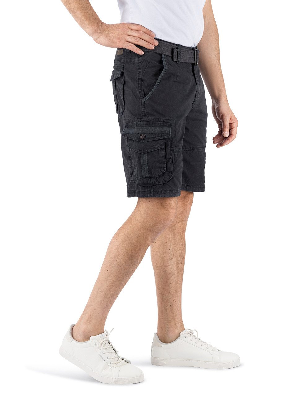 DENIMFY Cargoshorts Herren Shorts DFUlli Regular Fit Bermudashorts aus 100% Baumwolle mit Gürtel – Bild 4 von 5