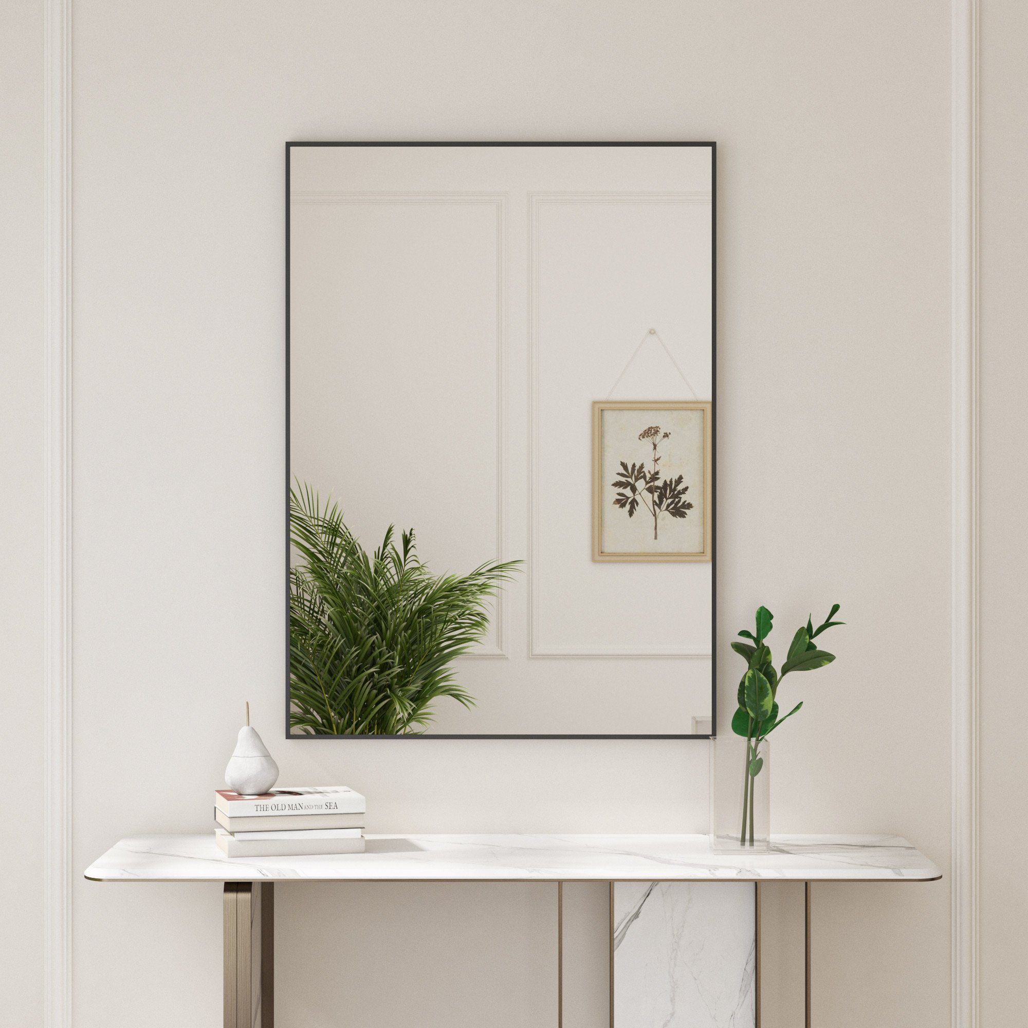 Boromal Wandspiegel Flur Flurpiegel modern Spiegel Schwarz mit Metall Alumi günstig online kaufen