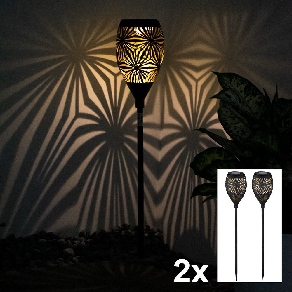 Dekolicht, 2er Set LED Solar Steck Lampe Außen Terrassen Deko