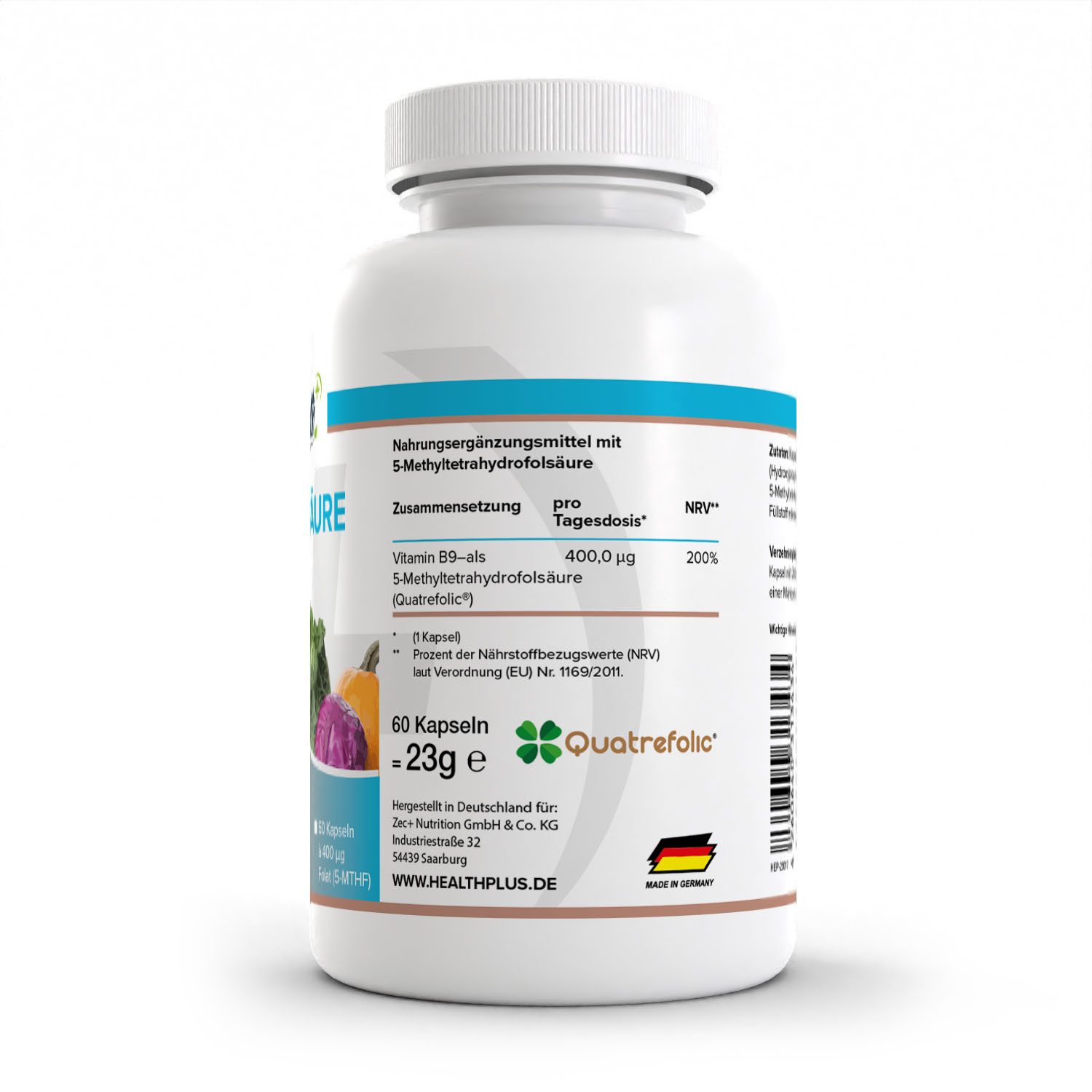 Zec+ Nutrition HEALTH+ FOLSÄURE, 60 Kapseln Kapseln