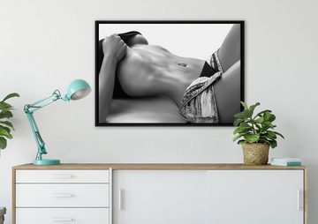Pixxprint Leinwandbild Sexy Frau mit schönem Körper, Wanddekoration (1 St), Leinwandbild fertig bespannt, in einem Schattenfugen-Bilderrahmen gefasst, inkl. Zackenaufhänger