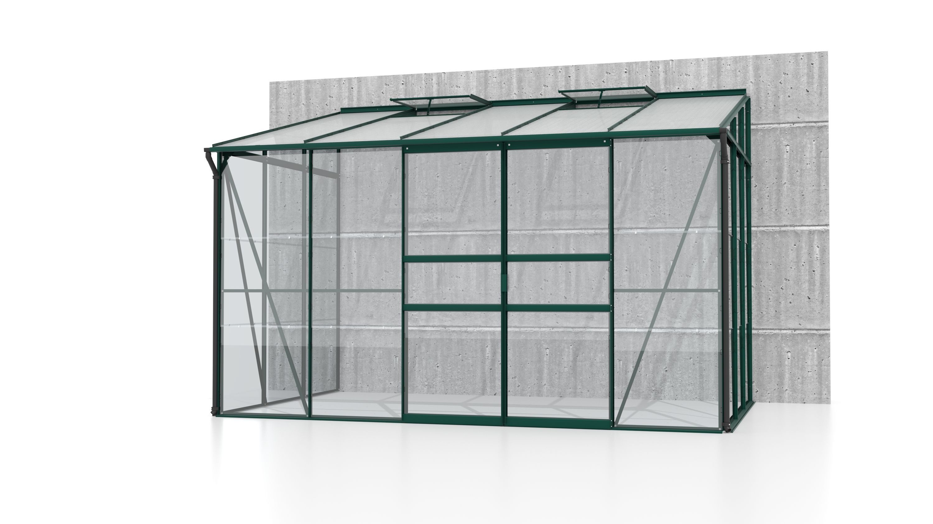 Gewächshaus Ida 6500 ESG/HKP Smaragd Alu mit 2 Fenster
