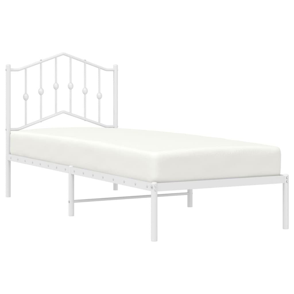 Bett Bettgestell mit Kopfteil Metall Weiß 80x200 cm