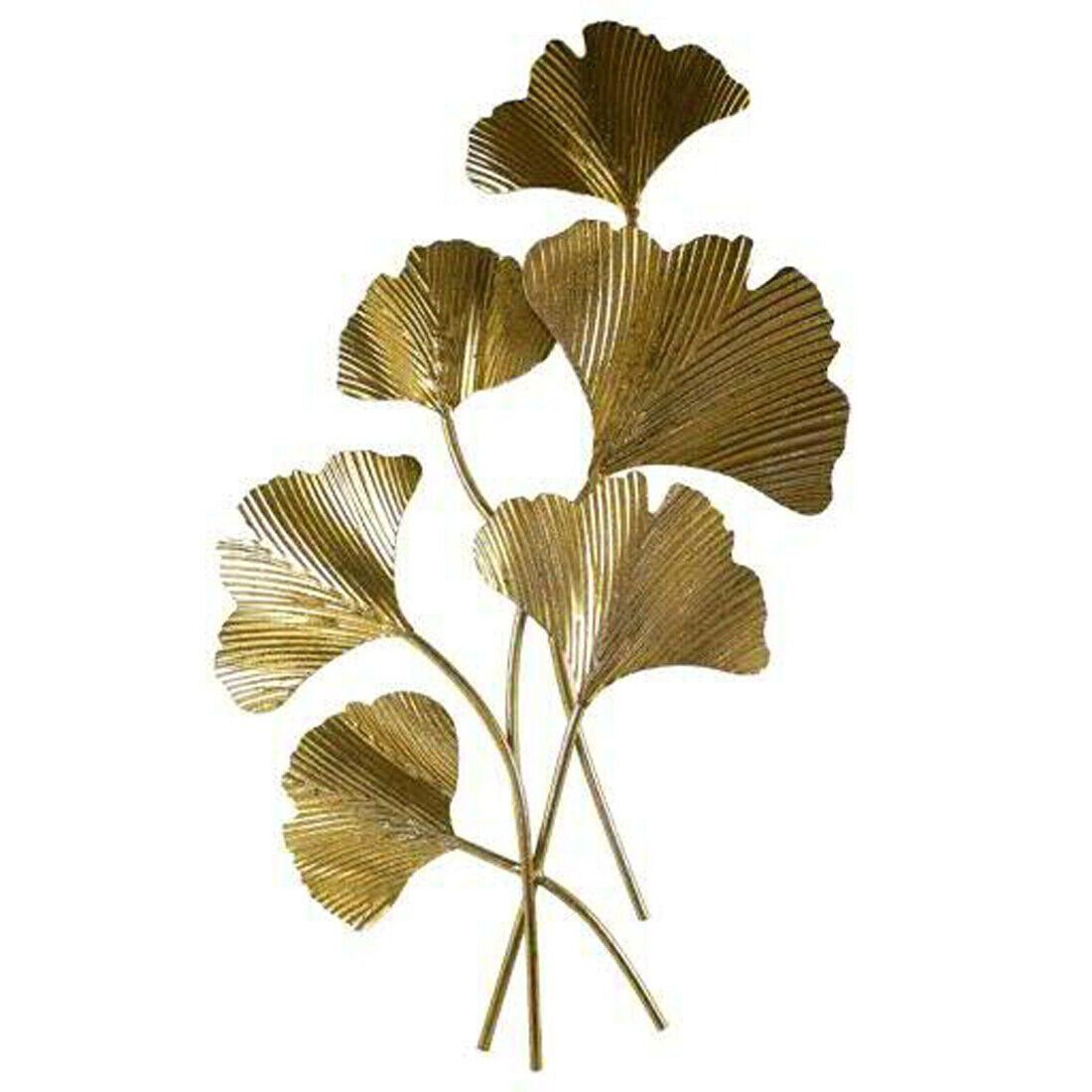 Wanddeko Wanddekoobjekt Wandornament Blätter gold 36x75cm Ginkgo Metall Florissima
