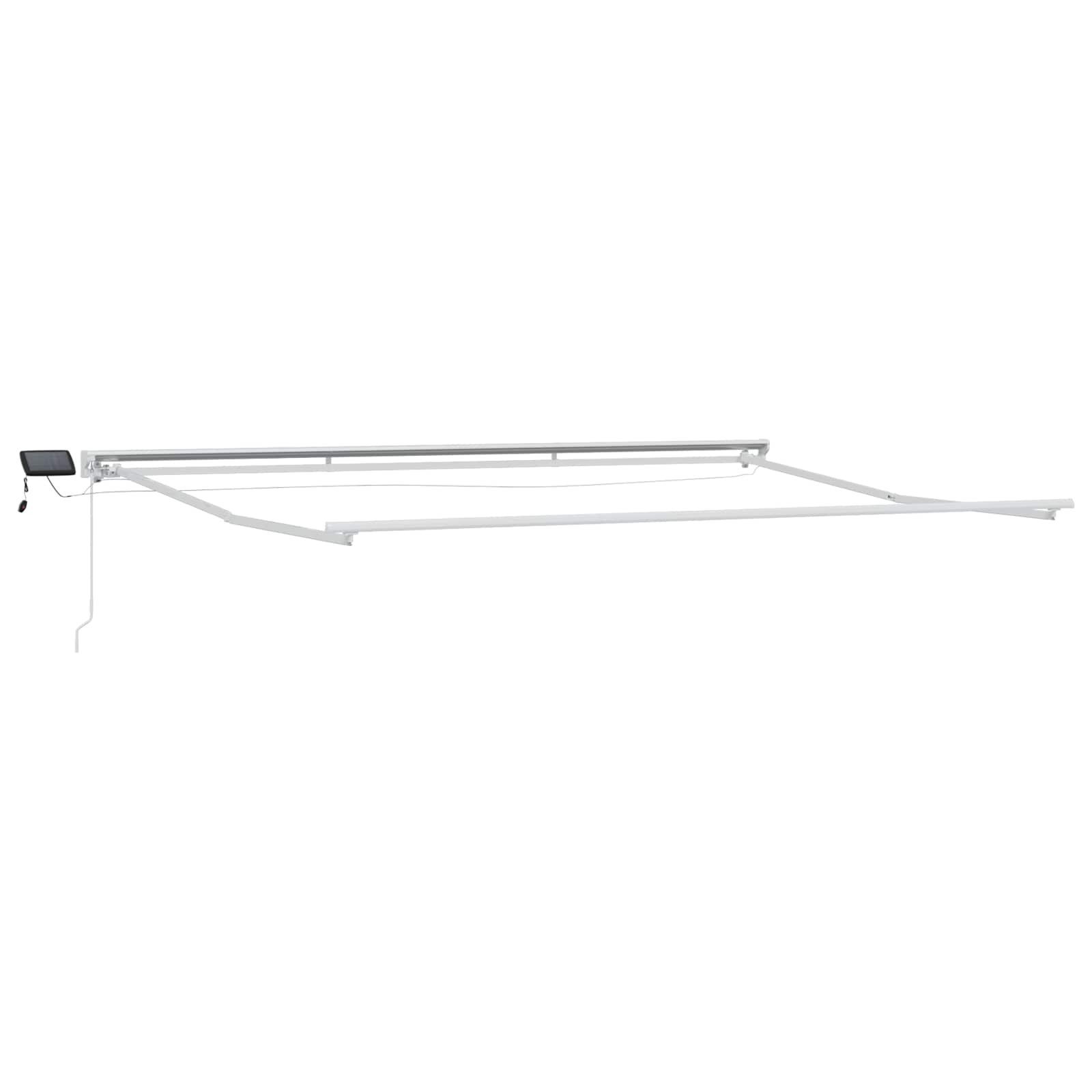 vidaXL Markise Manueller Markisenrahmen mit LEDs Weiß 4,5 x 3,5 m Aluminium (1-St)