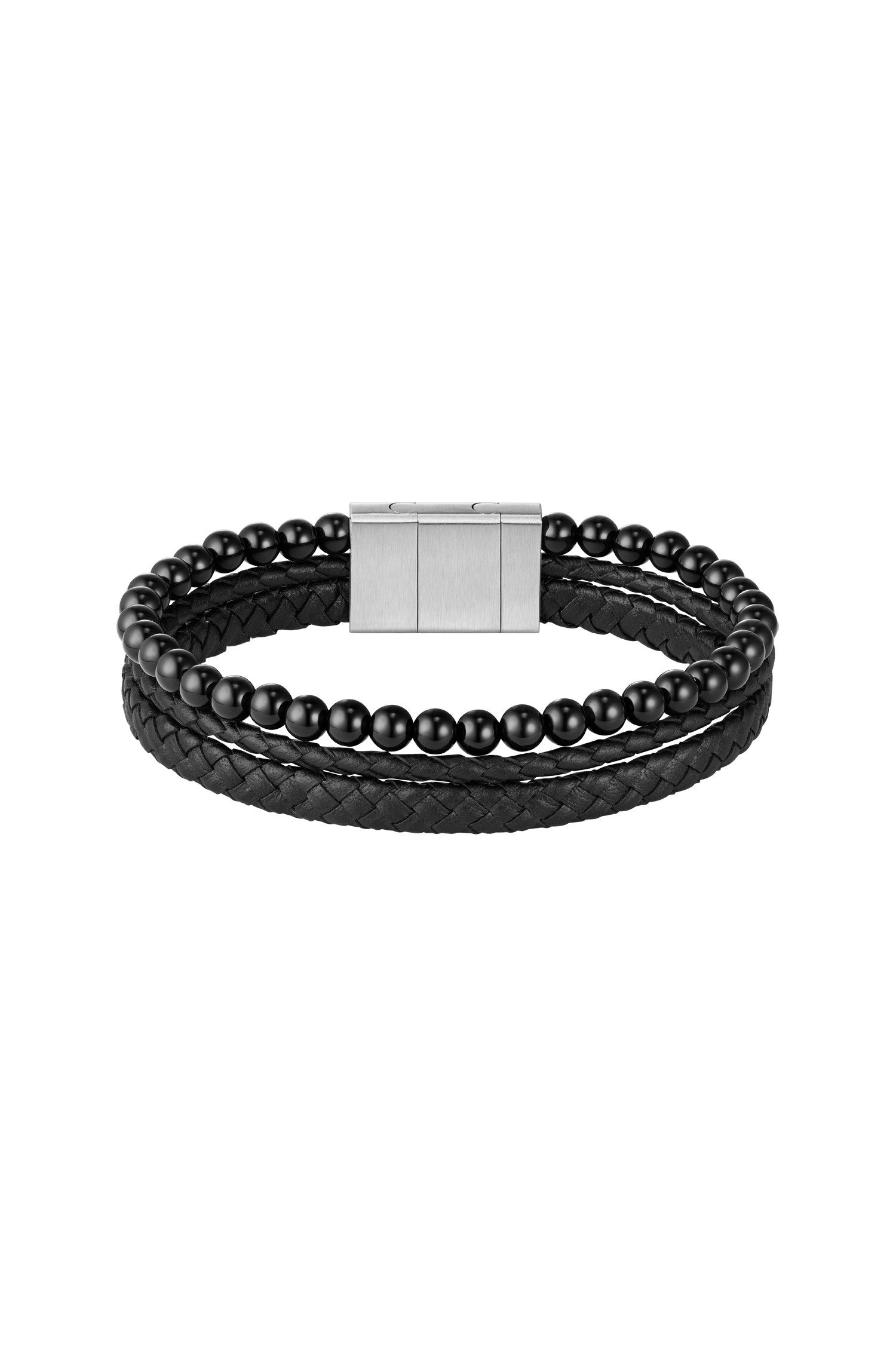 BOSS Lederarmband SPHERE MIXED, mit Onyx oder Tigerauge