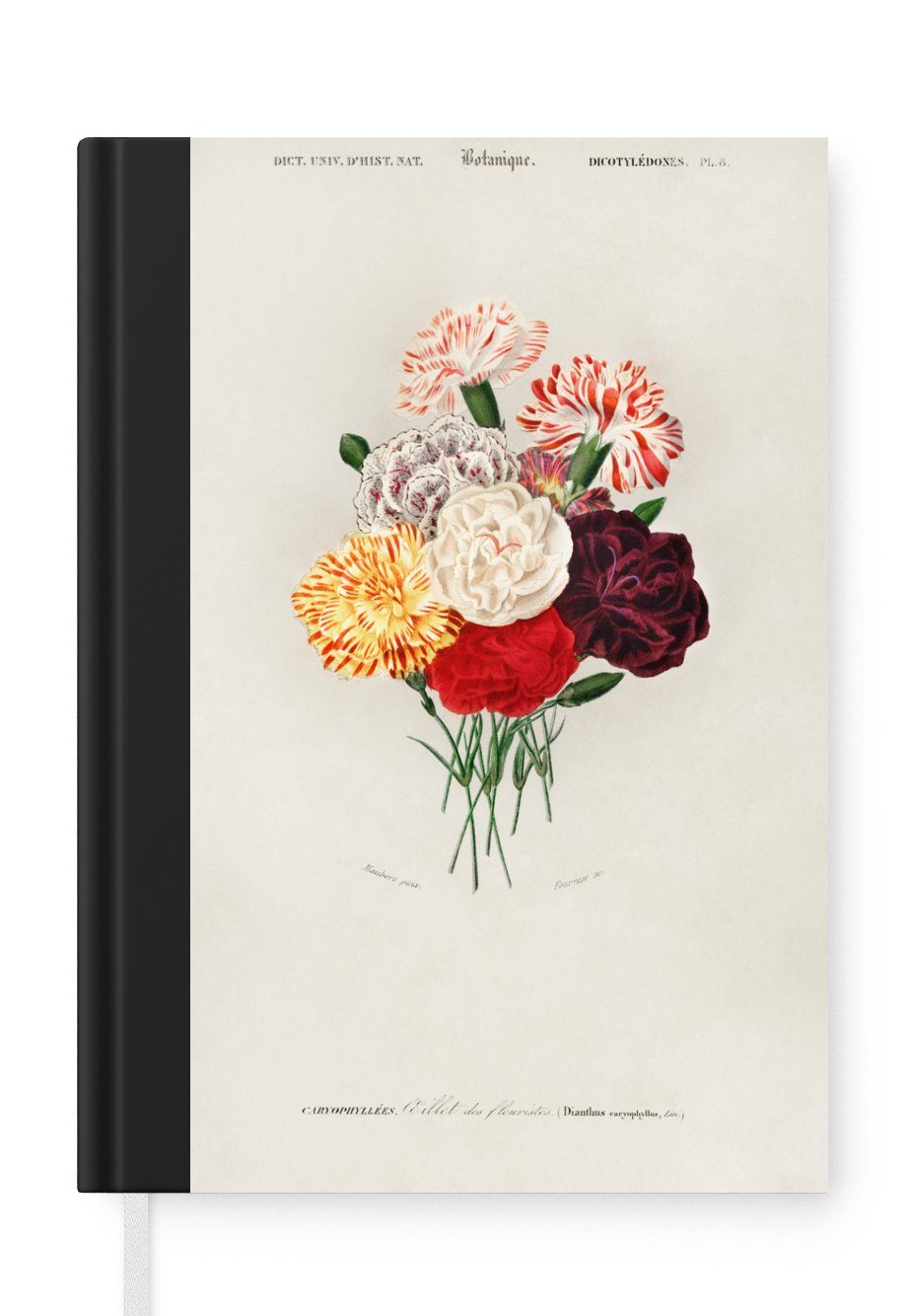 MuchoWow Notizbuch Blumen - Vintage - Blatt, Journal, Merkzettel, Tagebuch, Notizheft, A5, 98 Seiten, Haushaltsbuch