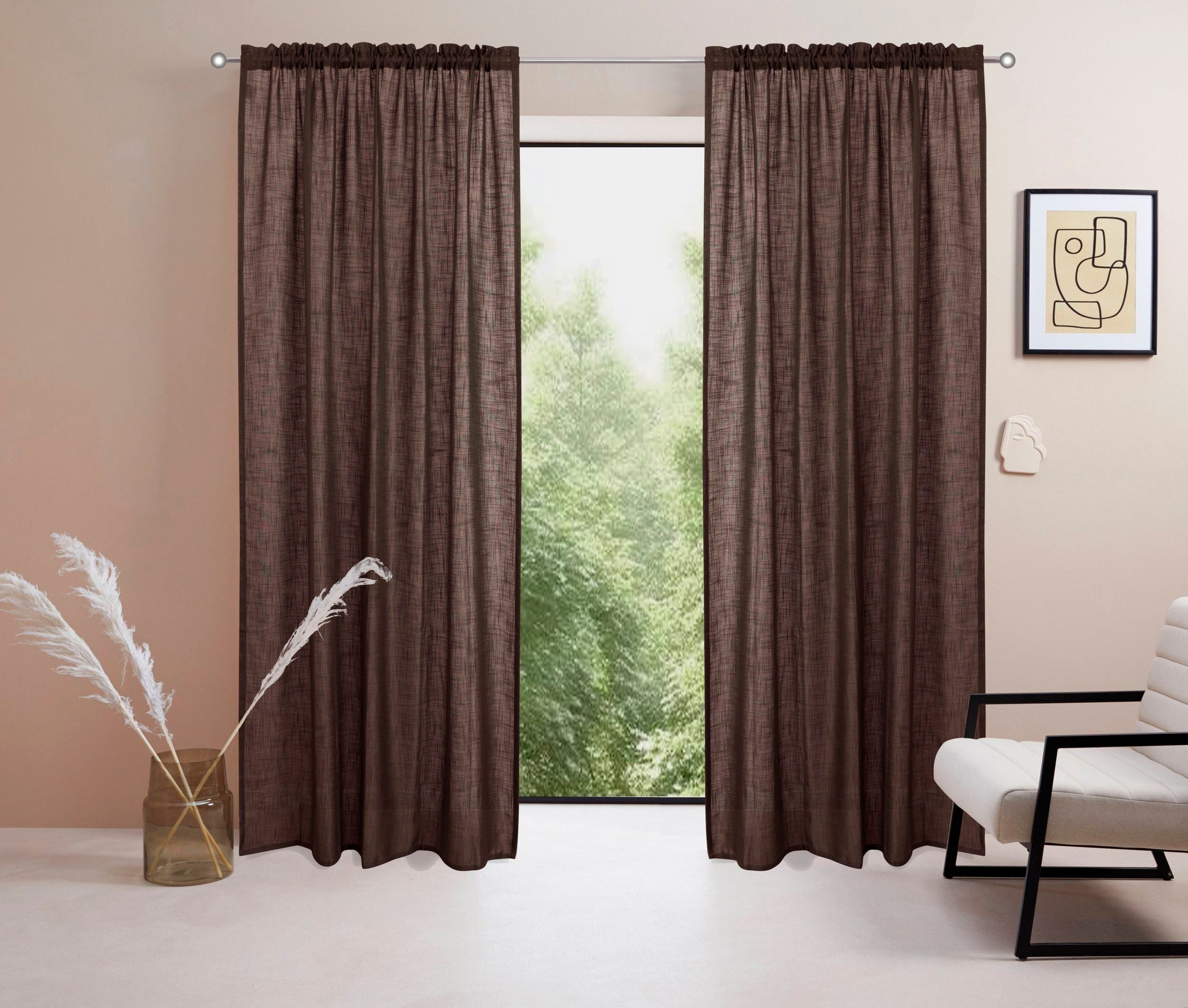 LeGer Home by Lena Gercke Gardine Marusha (2 St), Stangendurchzug, halbtransparent, Leinenoptik, grob gewebt, verschiedene Größen