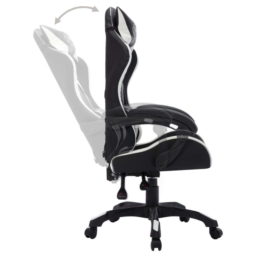 und St) mit furnicato (1 LED-Leuchten Gaming-Stuhl RGB Bürostuhl Weiß Schwarz Kunstleder