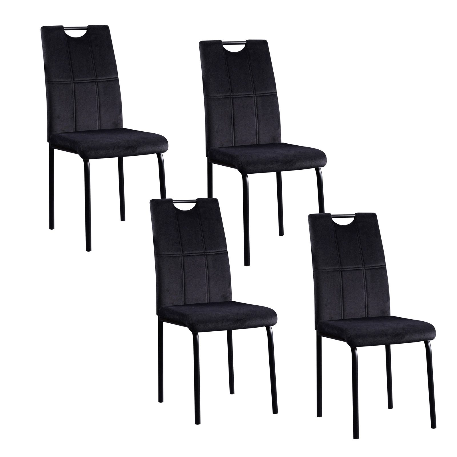 HTI-Living Polsterstuhl Esszimmerstuhl Denton Samt Schwarz 4er-Set (Set, 4 günstig online kaufen