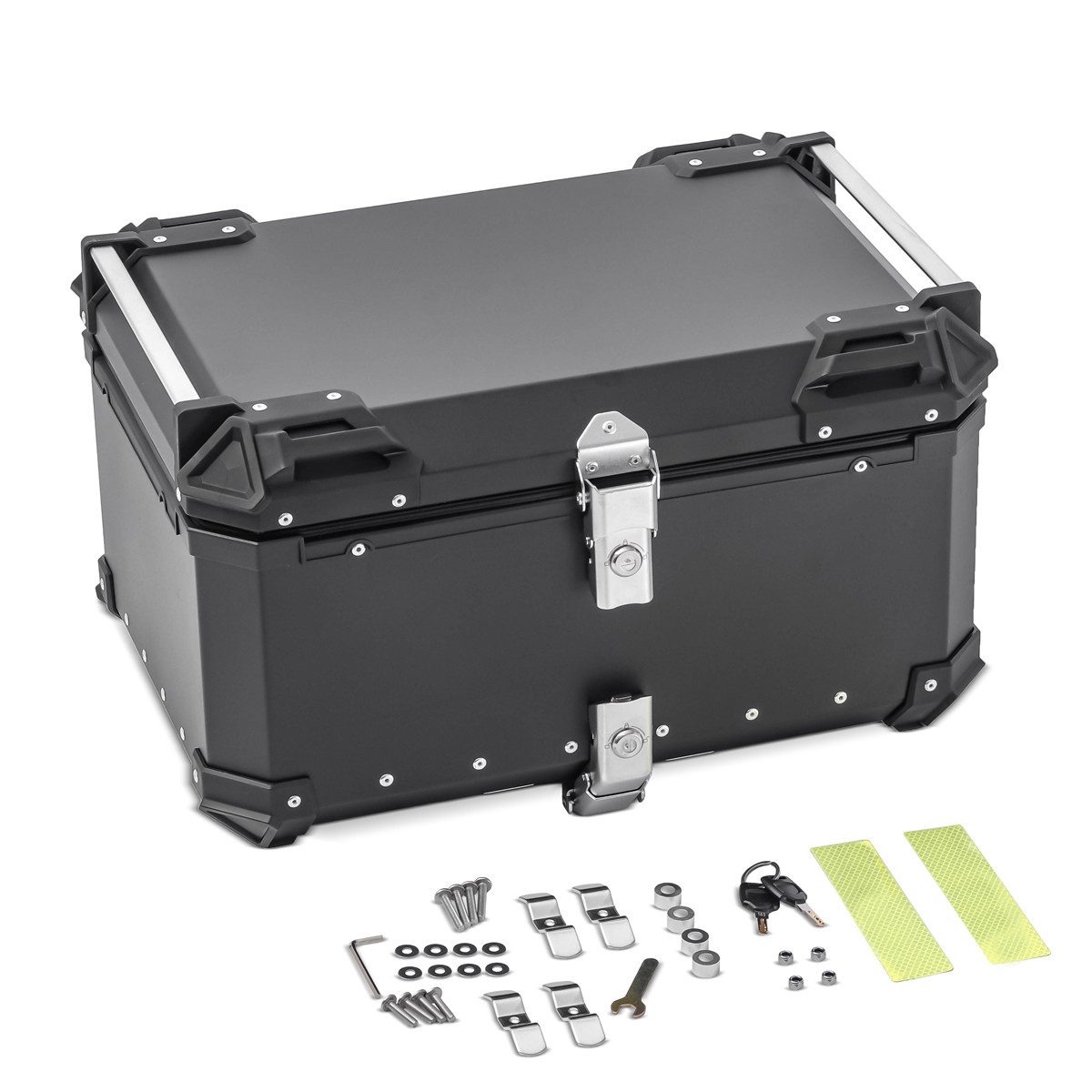 Bagtecs Topcase Motorrad Alu Top Case # XB65 Aluminium Universal 65 Liter schwarz + Zu