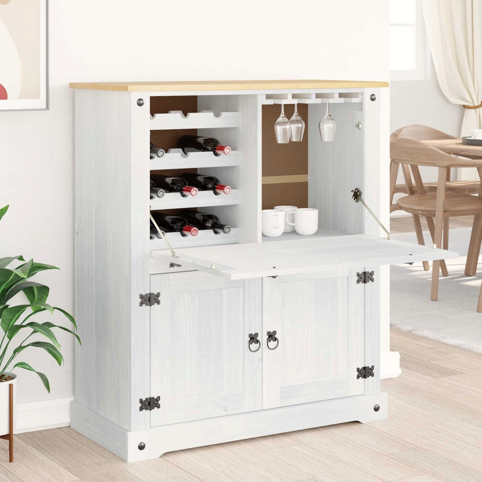 vidaXL Barschrank 97 x 45 x 114 cm Bar Barschrank Bartheke Weiß 97x45x114 cm Massives Ki