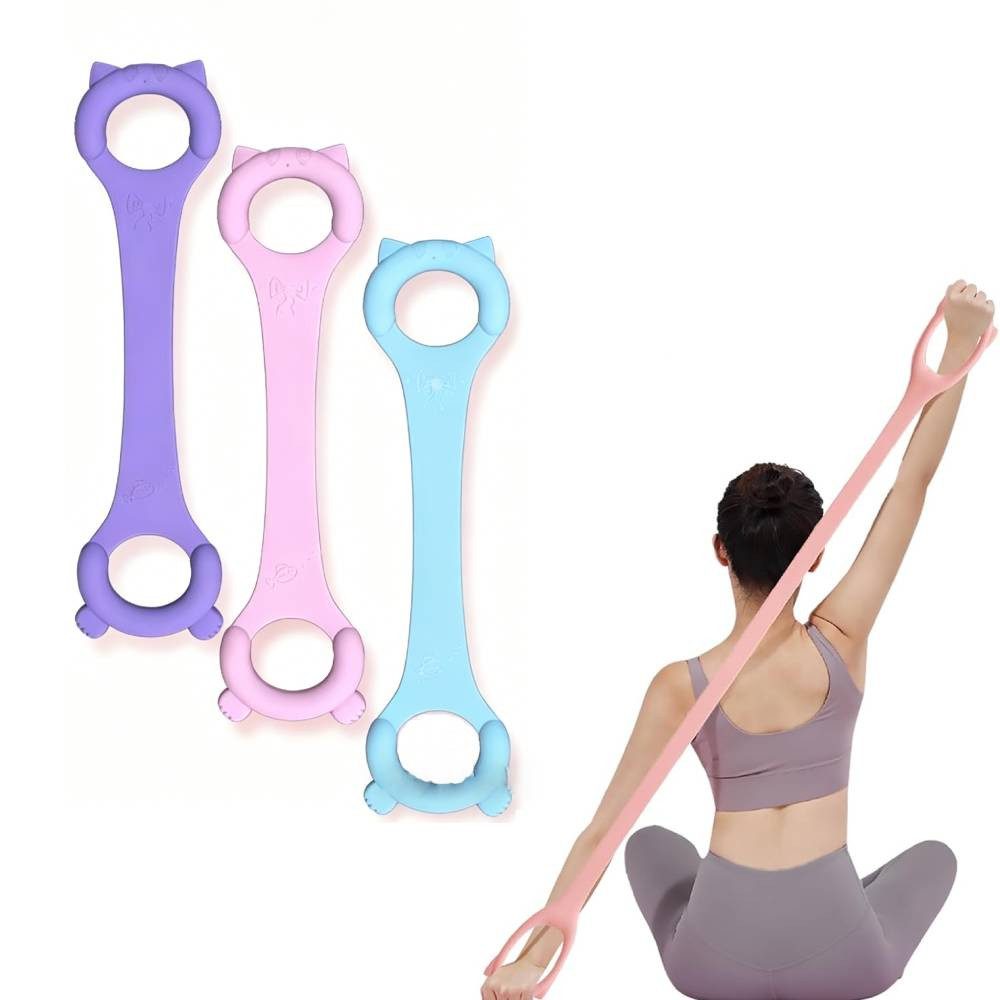 Blusmart Trainingsbänder 3 Stück Yoga Gurt Gymnastikband Elastisches Resistance Band, 8-förmiges Fitness,Für Physiotherapie, Yoga, Pilates, Dehnung