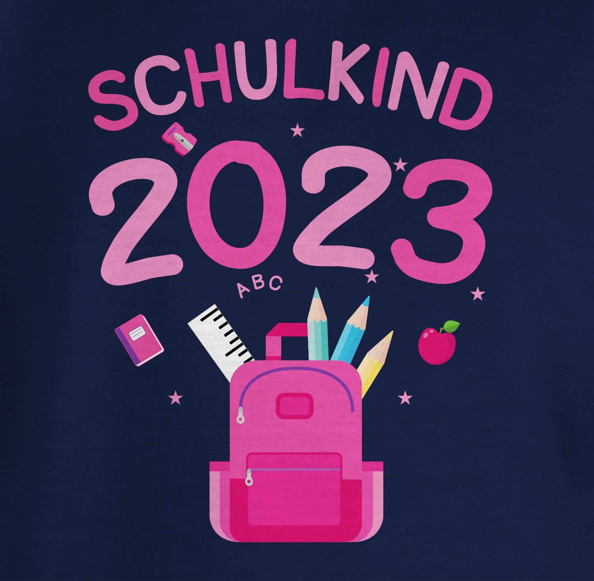 Mädchen Dunkelblau T-Shirt Shirtracer Einschulung 1 Schulkind 2023