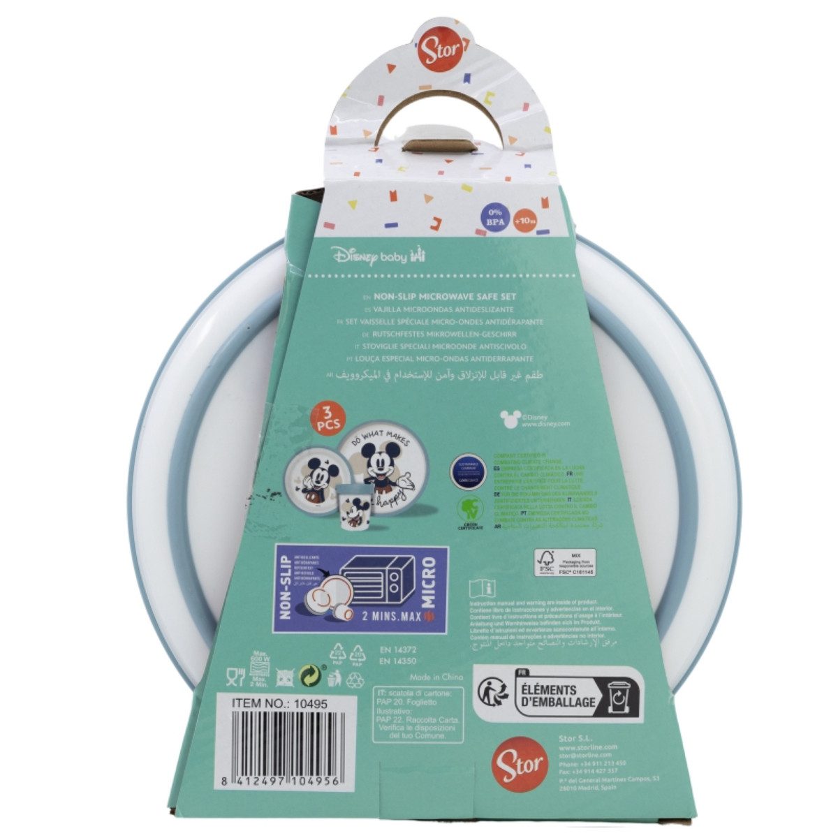 Disney Mickey Mouse Kindergeschirr-Set 3-teilig – Rutschfestes Ess-Set mit Teller, Schüssel & Becher (3-tlg)