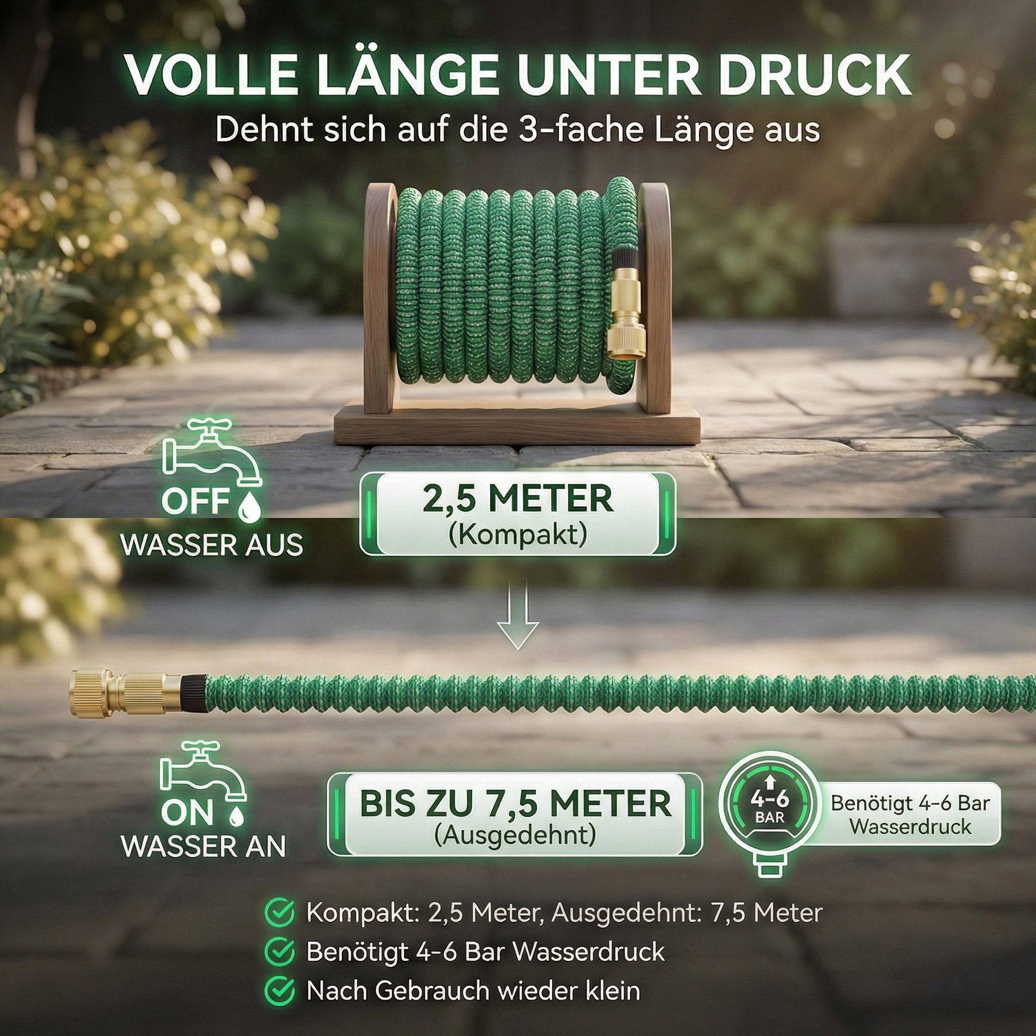 Xonic Gartenschlauch TIREX by xonic® Flexibler Gartenschlauch 3x Latexkern – Bild 5 von 5