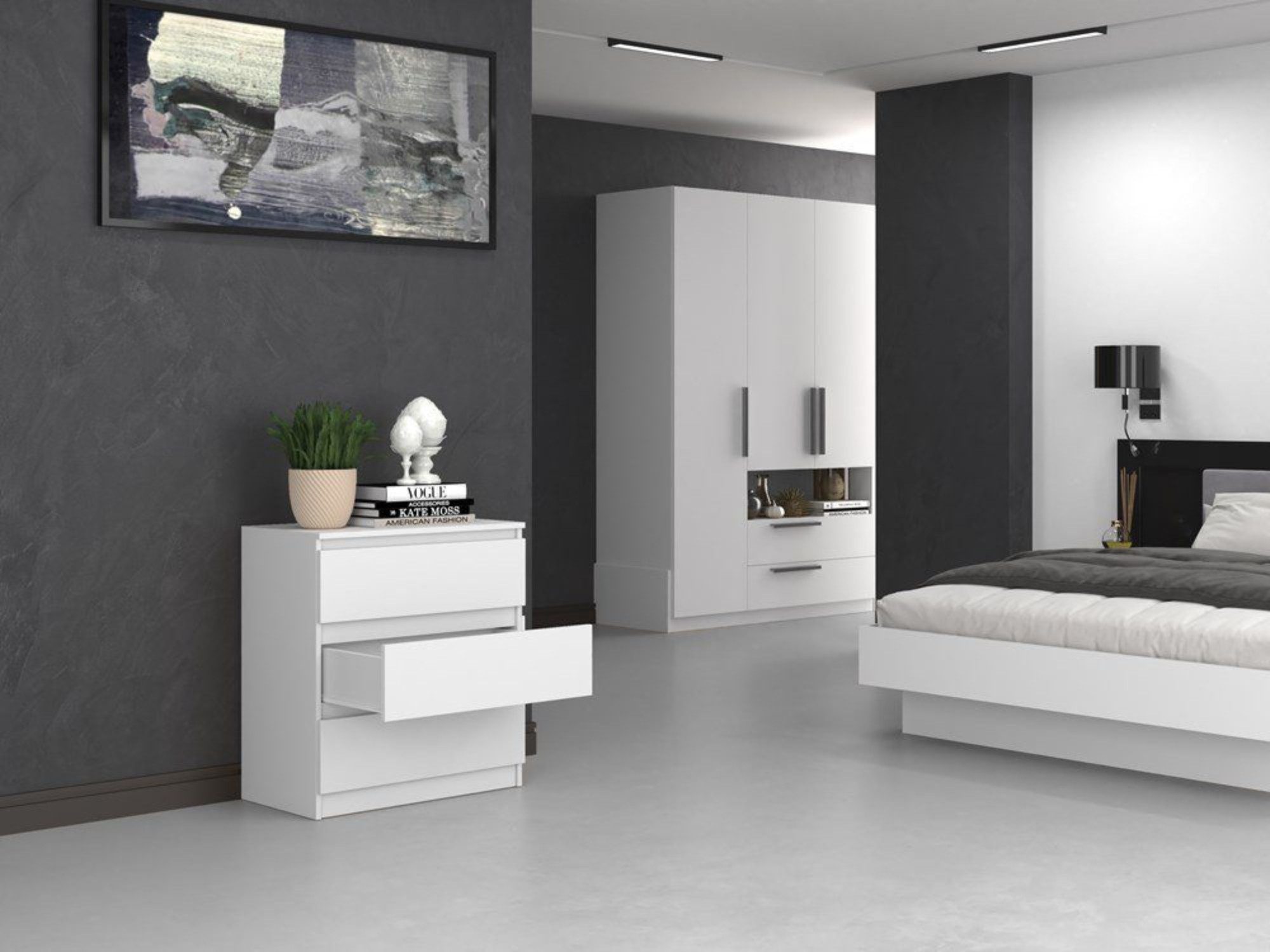 Home Collective Kommode Highboard Sideboard für Flur Schlafzimmer Wohnzimmer (Perfekt für Wohnzimmer, Schlafzimmer oder Esszimmer), mit 3 Schubladen, Breite 70  – Bild 3 von 5