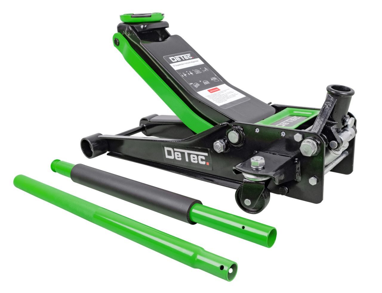 DeTec. Rangierwagenheber 3 Tonnen Quick Lift grün + Drehmomentschlüssel 1/2 Zoll Kombiset, max. Hubhöhe: 50,00 cm, Wagenheber flach, Einschubtiefe 7,5 cm