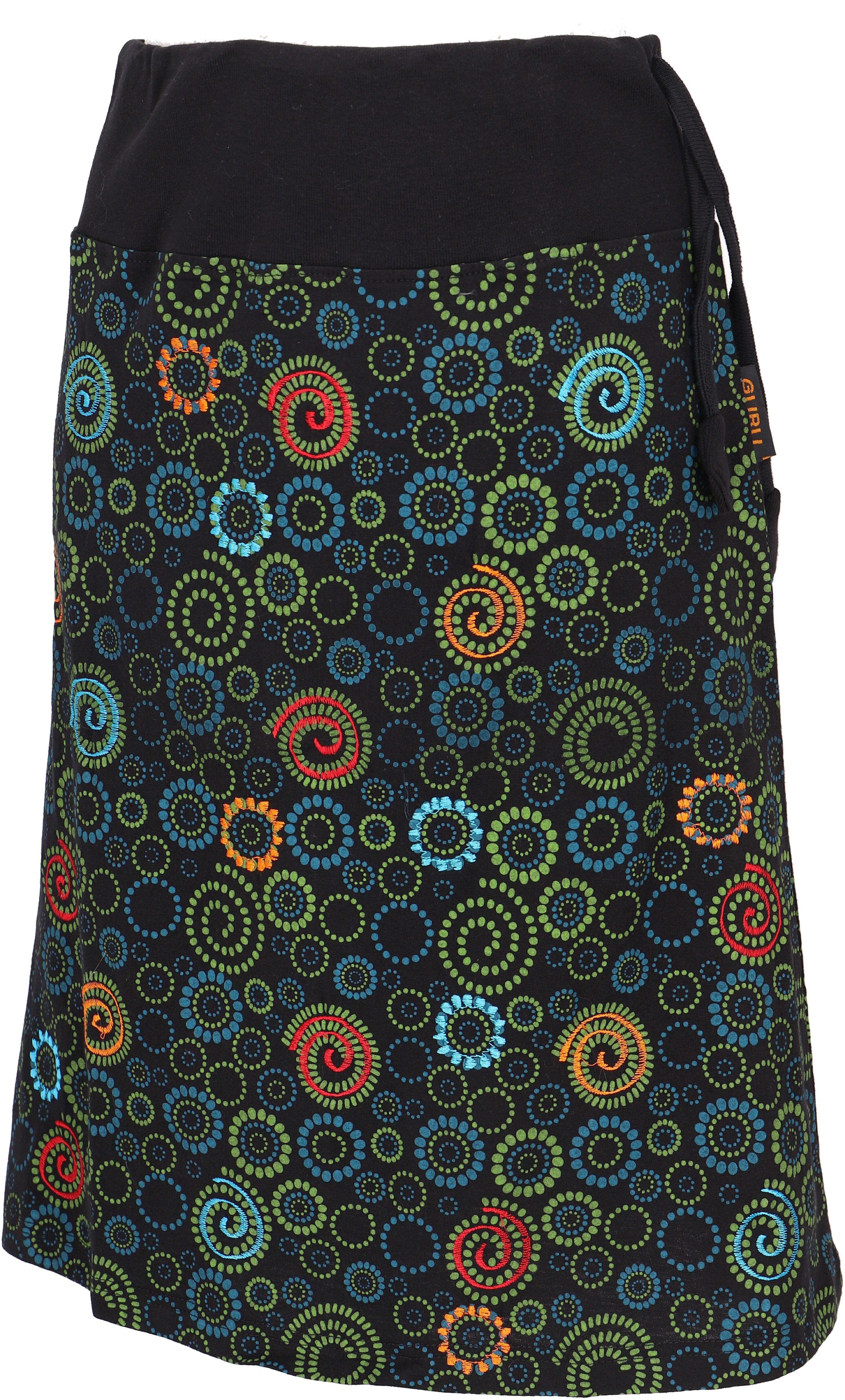 Guru-Shop Minirock Bestickter knielanger Rock, farbenfroher Boho.. alternat günstig online kaufen