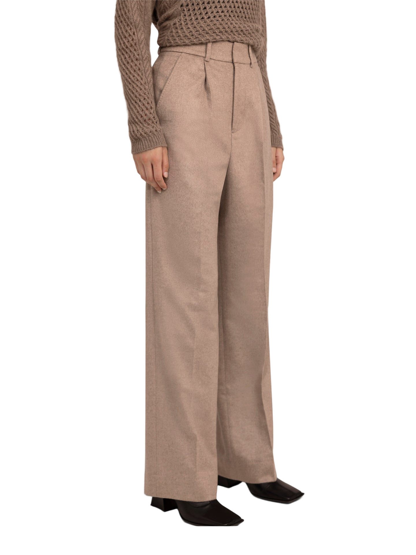 GOBI Cashmere Strickhose Hose mit weiten Beinen und Gürtel