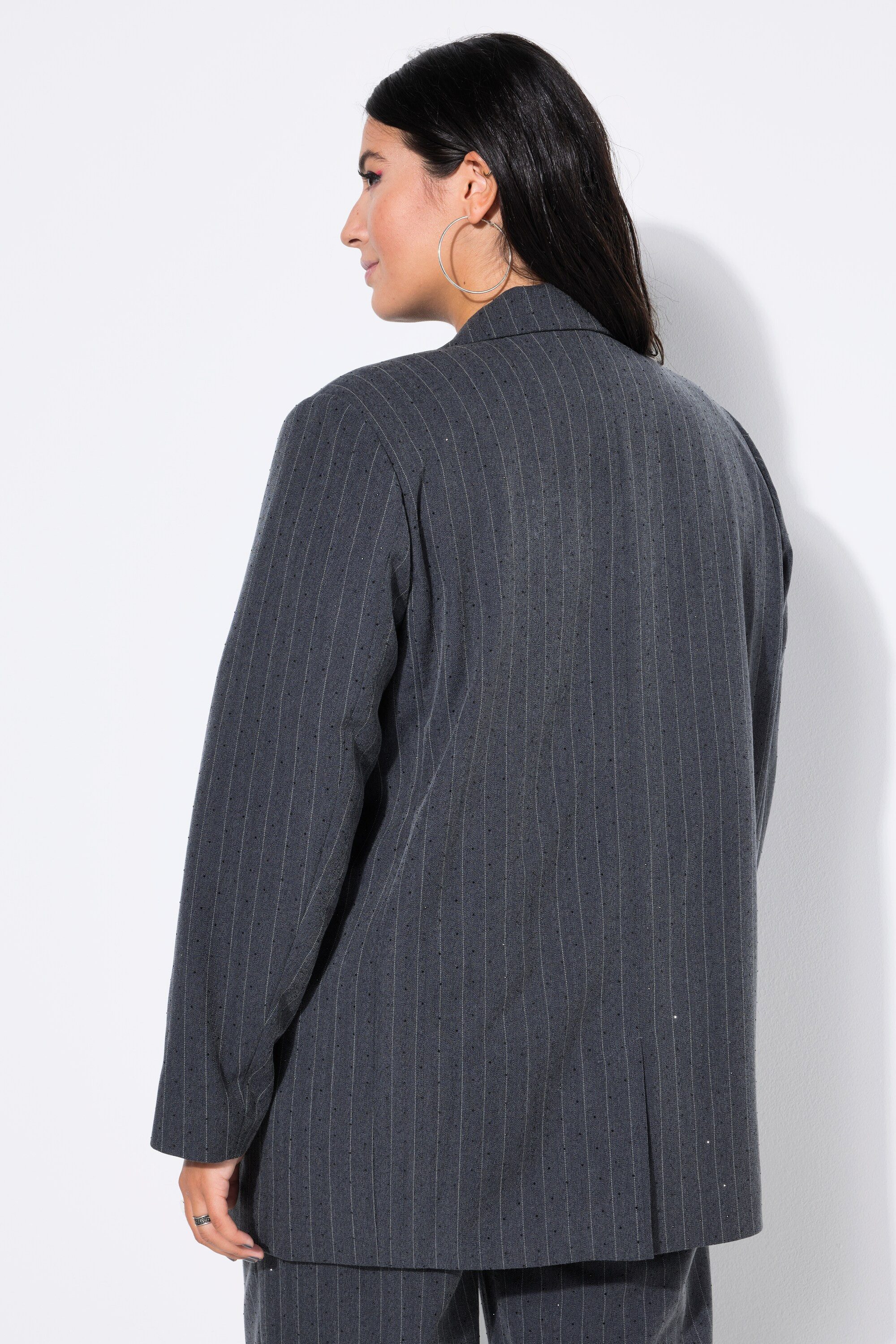 Studio Untold Blusenblazer Blazer oversized Nadelstreifen Glitzersteinchen