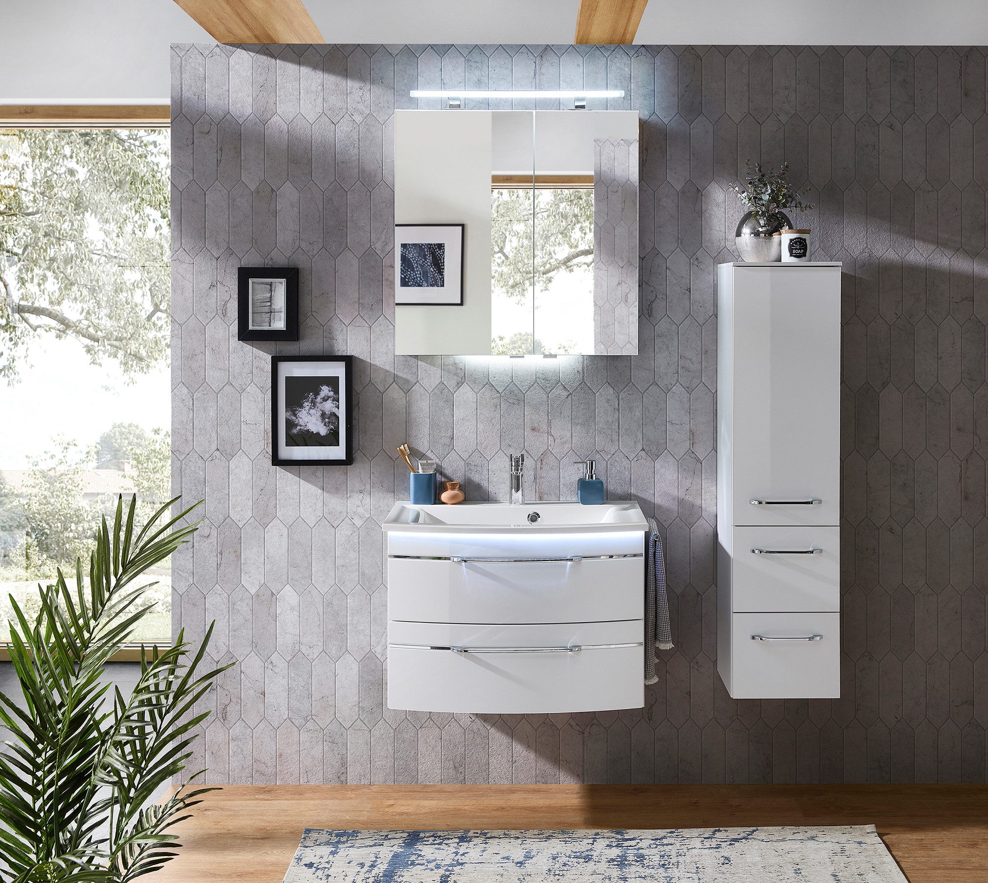 Saphir Waschtisch Serie 7045 Mineralmarmor-Waschtisch und Unterschrank, 71, günstig online kaufen