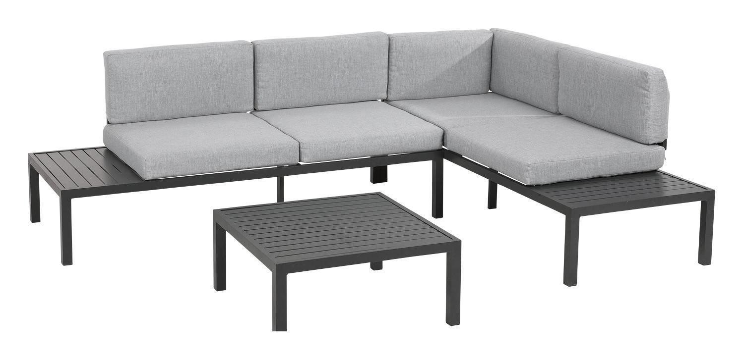 Outdoor Gartenlounge-Set BENNI, inkl. Tisch, Aluminiumgestell, Anthrazit, (3-tlg), Grau, mit Polsterauflagen, B 239 x T 173 cm