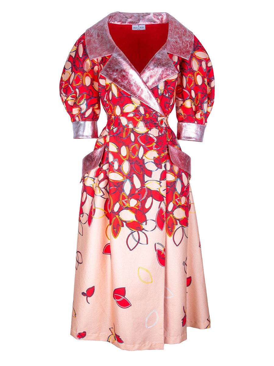 RUA & RUA Wickelkleid aus Baumwolle & Leder Kleid Cocktailkleid