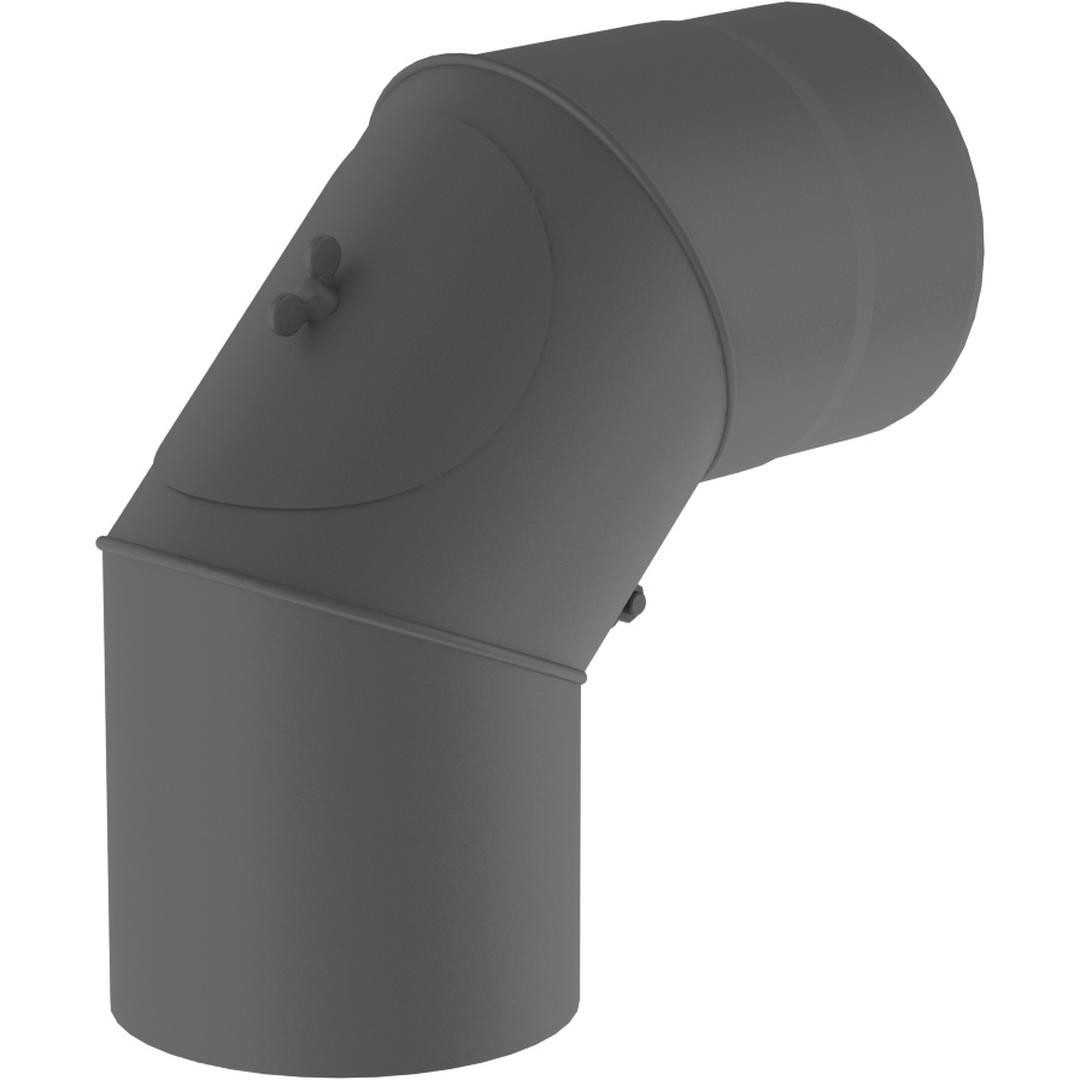 Feuercampus Ofenrohr Ø 120 mm Bogen drehbar 0-90° - mit Tür - gussgrau, 120 mm
