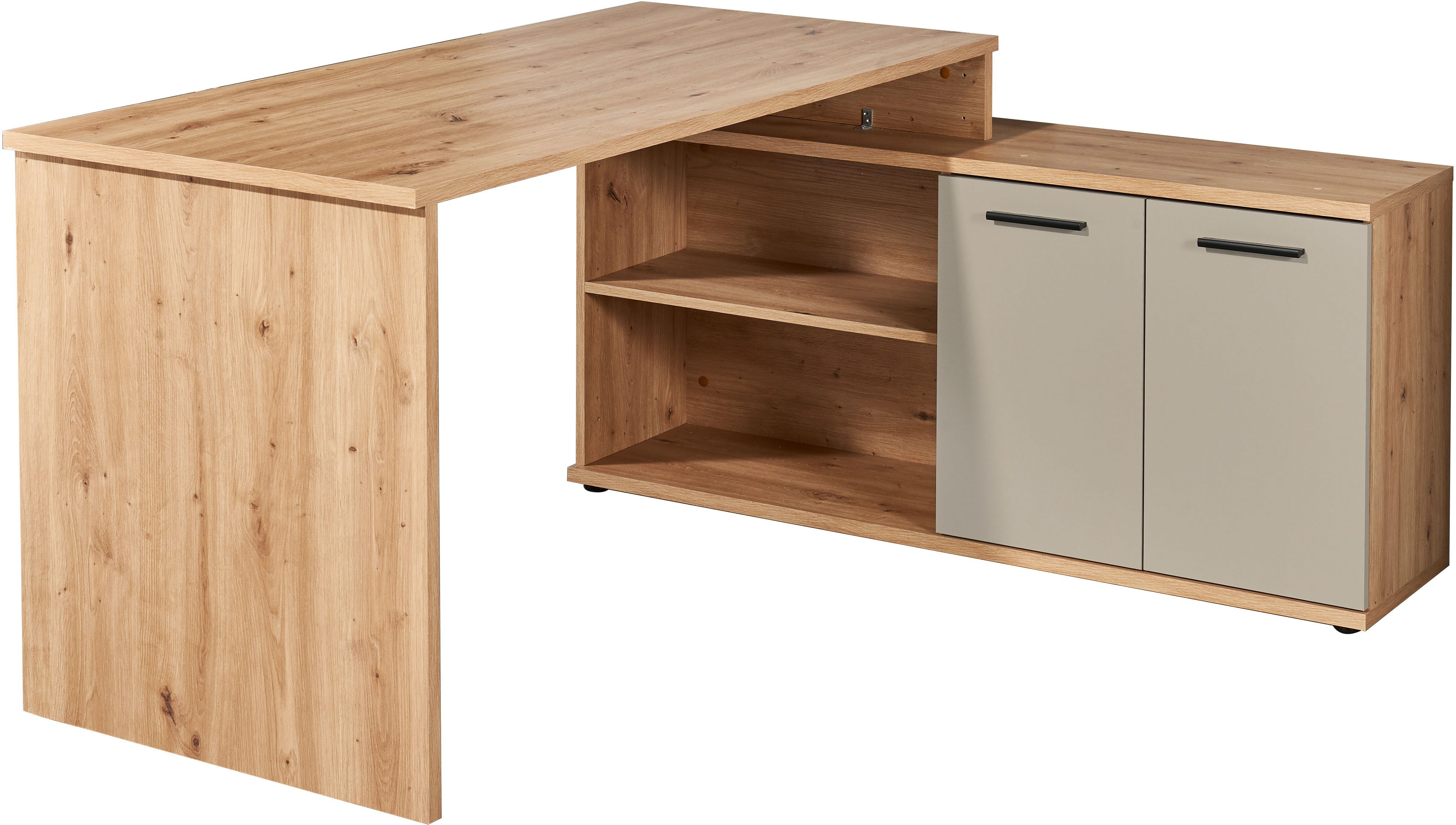 BEGA OFFICE Schreibtisch Kanada, BxHxT 160x74x130 cm (1-St), wechselseitig montierbar, Softclose für Türen, Breite: 160cm